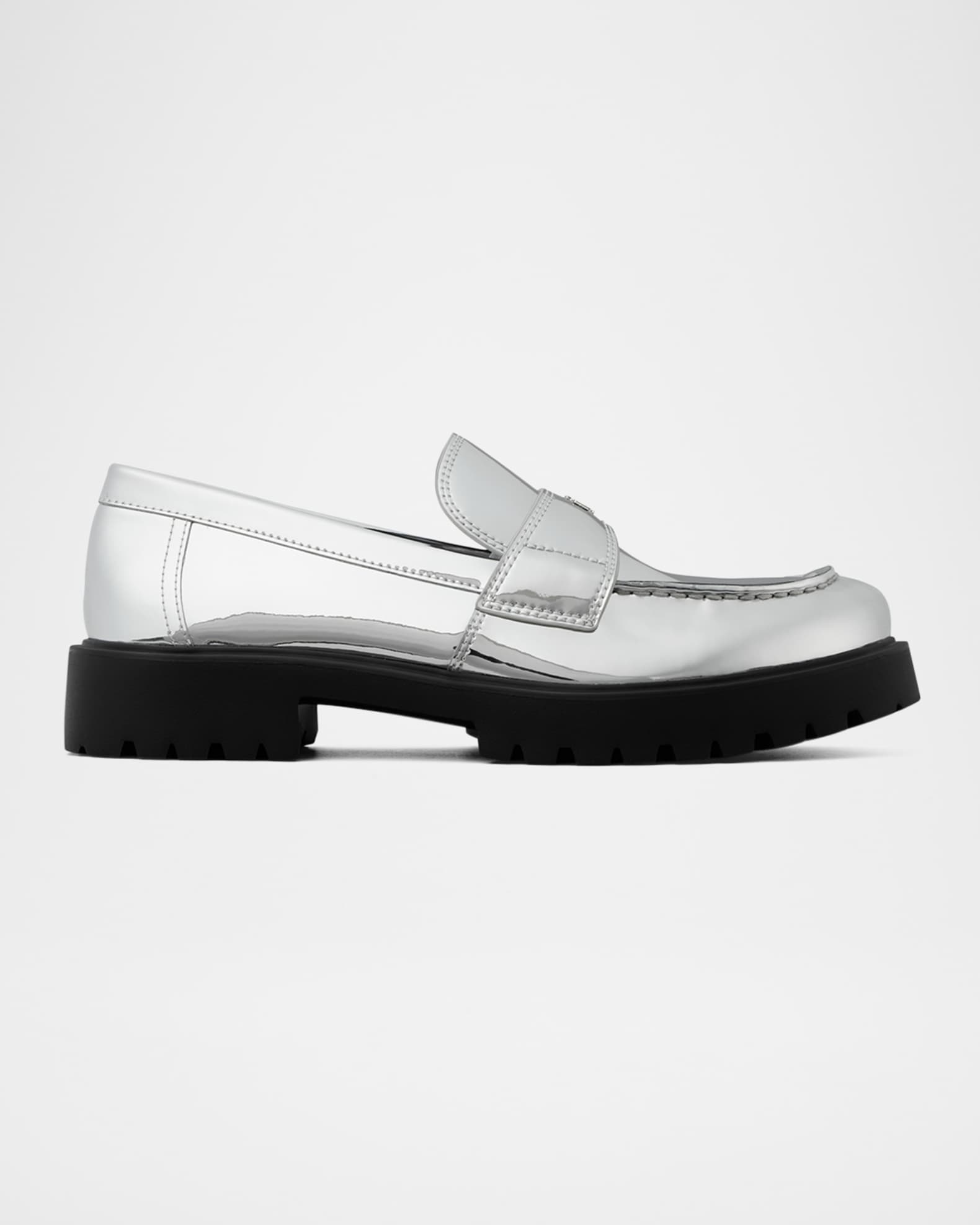 Metallic Medallion Classic Lug-Sole Loafers 0