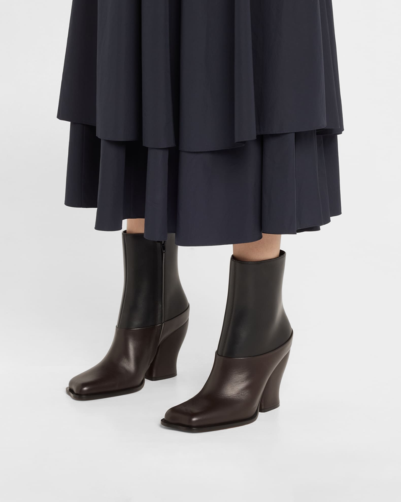 Loewe Onda Bicolor Leather Ankle Booties | Neiman Marcus