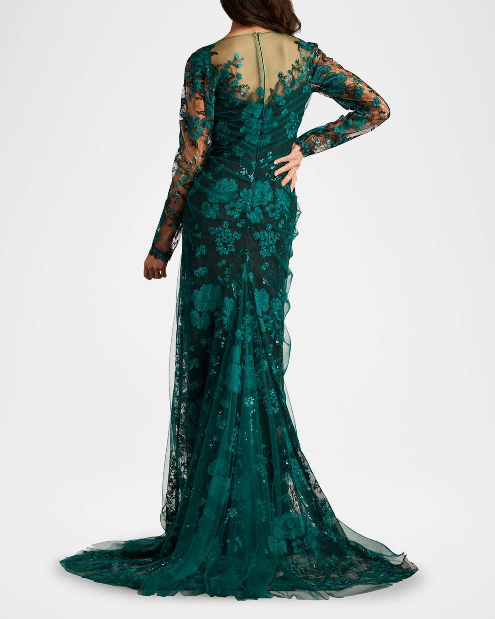 Tadashi shoji floral embellished gown deals