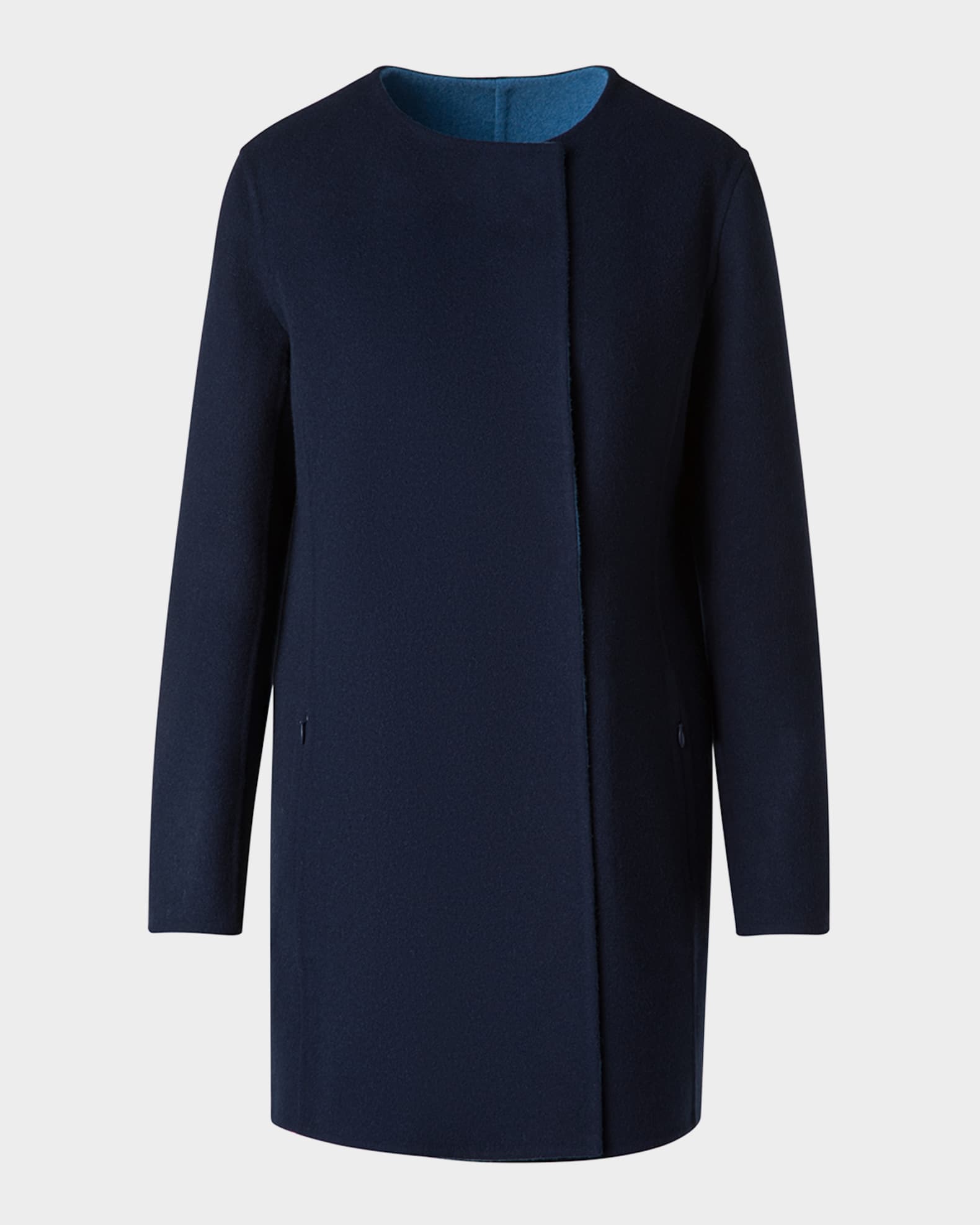 Akris Reversible Double Breasted Wool Coat Neiman Marcus