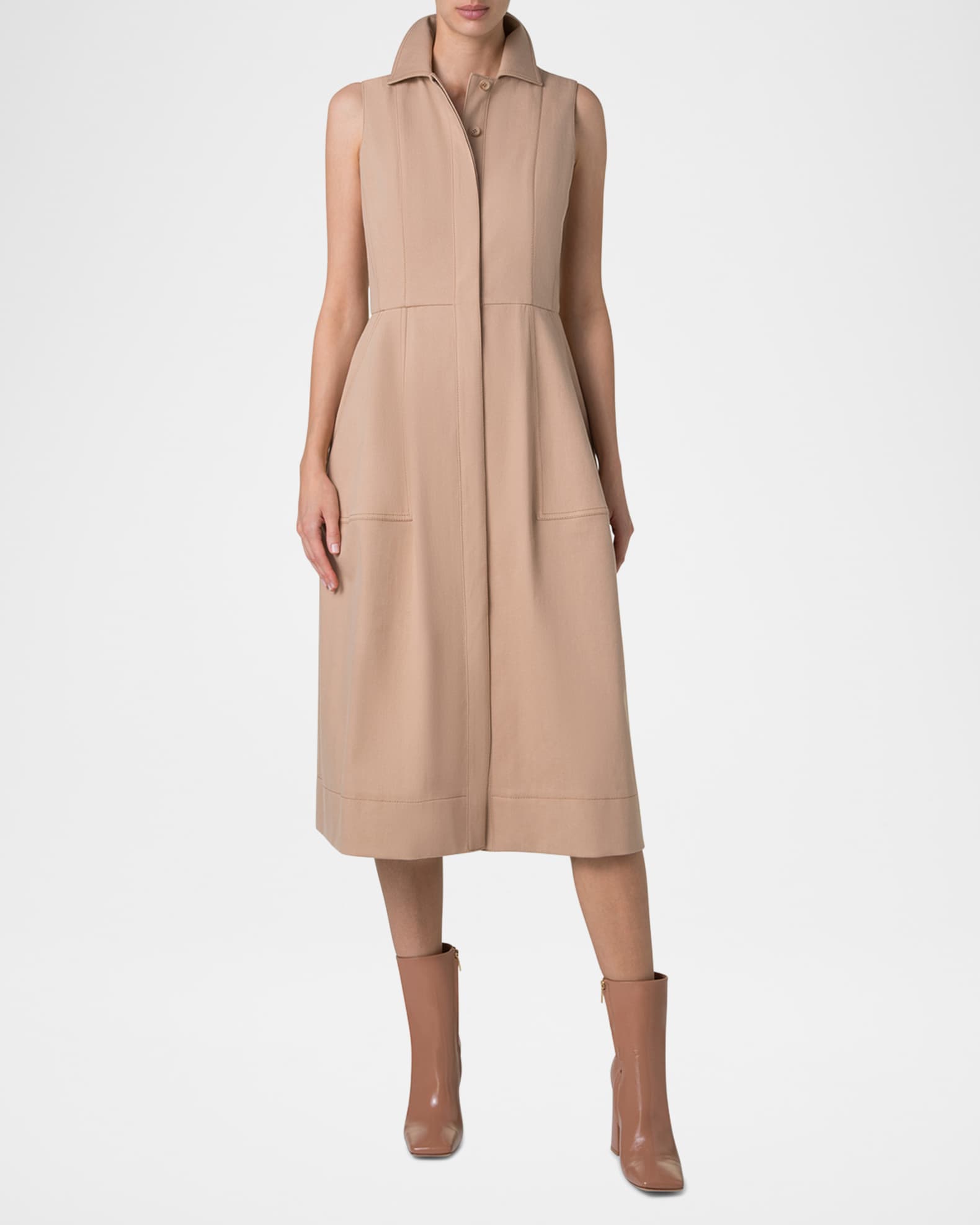 Sleeveless Cotton Midi Shirtdress 1