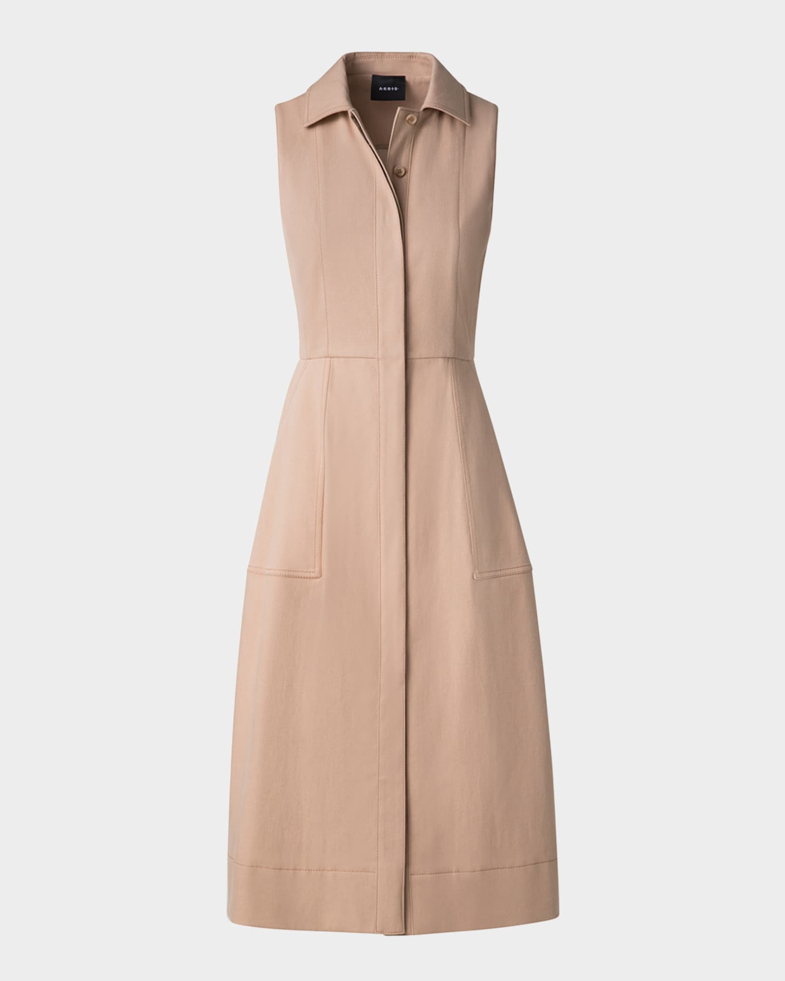 Sleeveless Cotton Midi Shirtdress 0