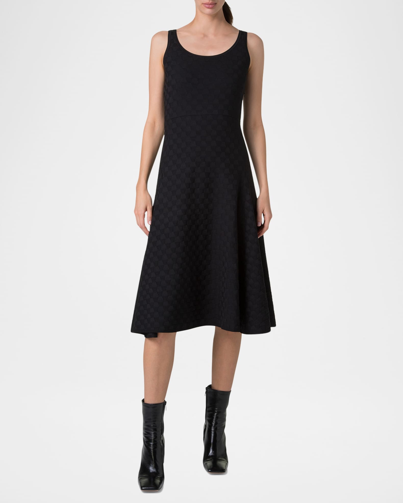 Trapezoid Jacquard Sleeveless Dress 1