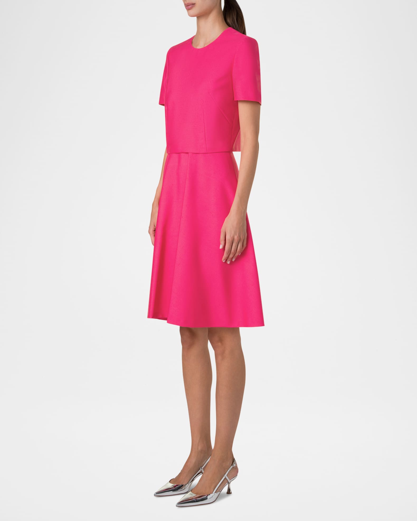 Layered Short Sleeve Silk Dress