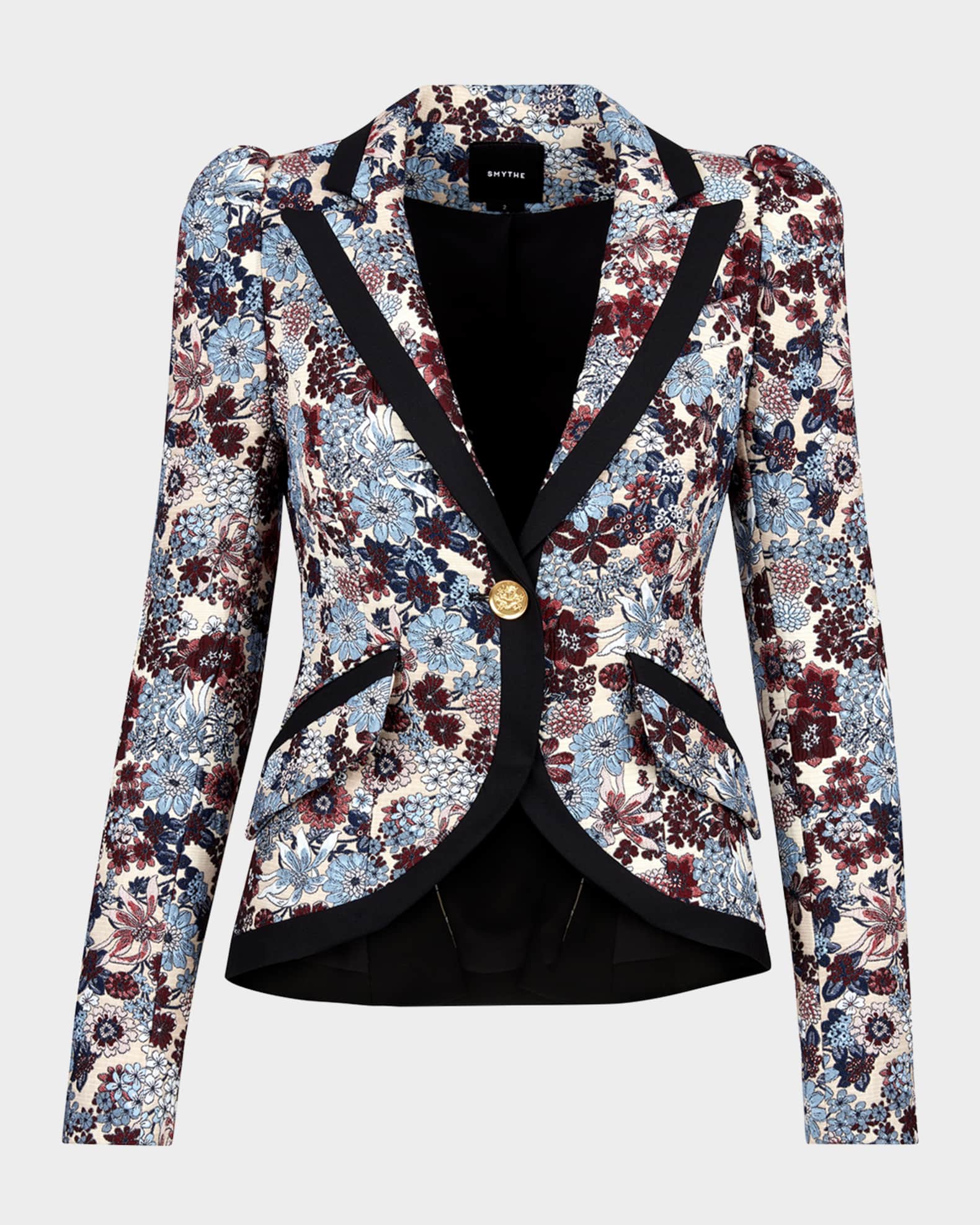 Taped Floral Jacquard One Button Blazer