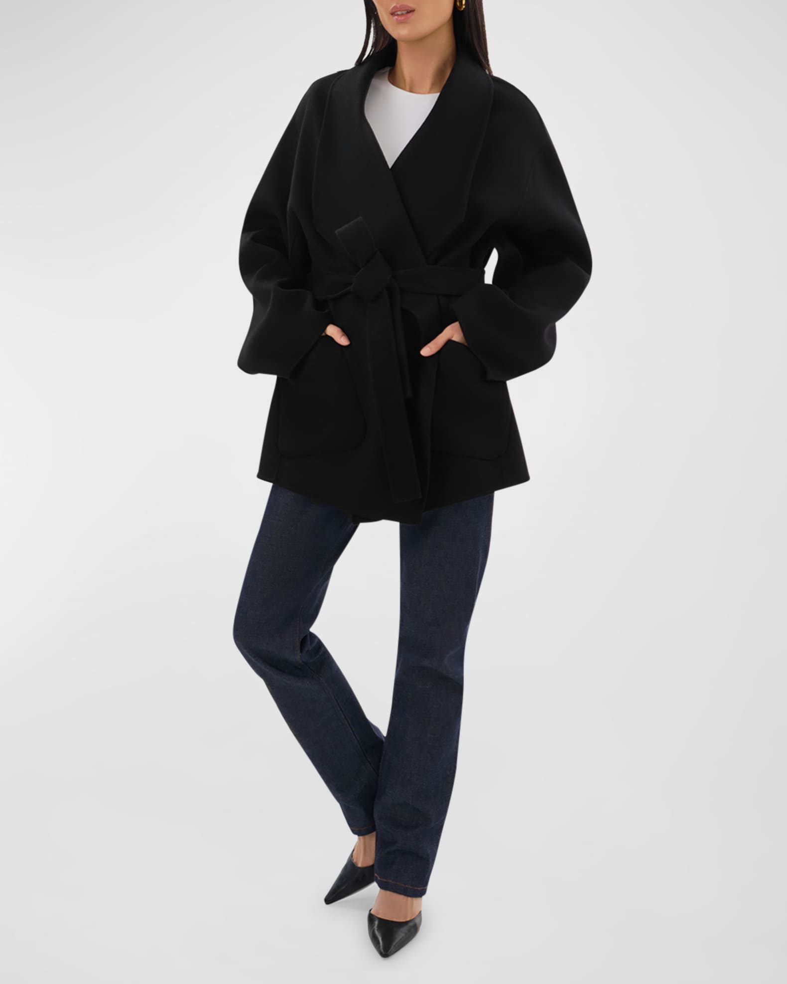 Mekia Belted Double-Face Wool Oversized Wrap Coat 1