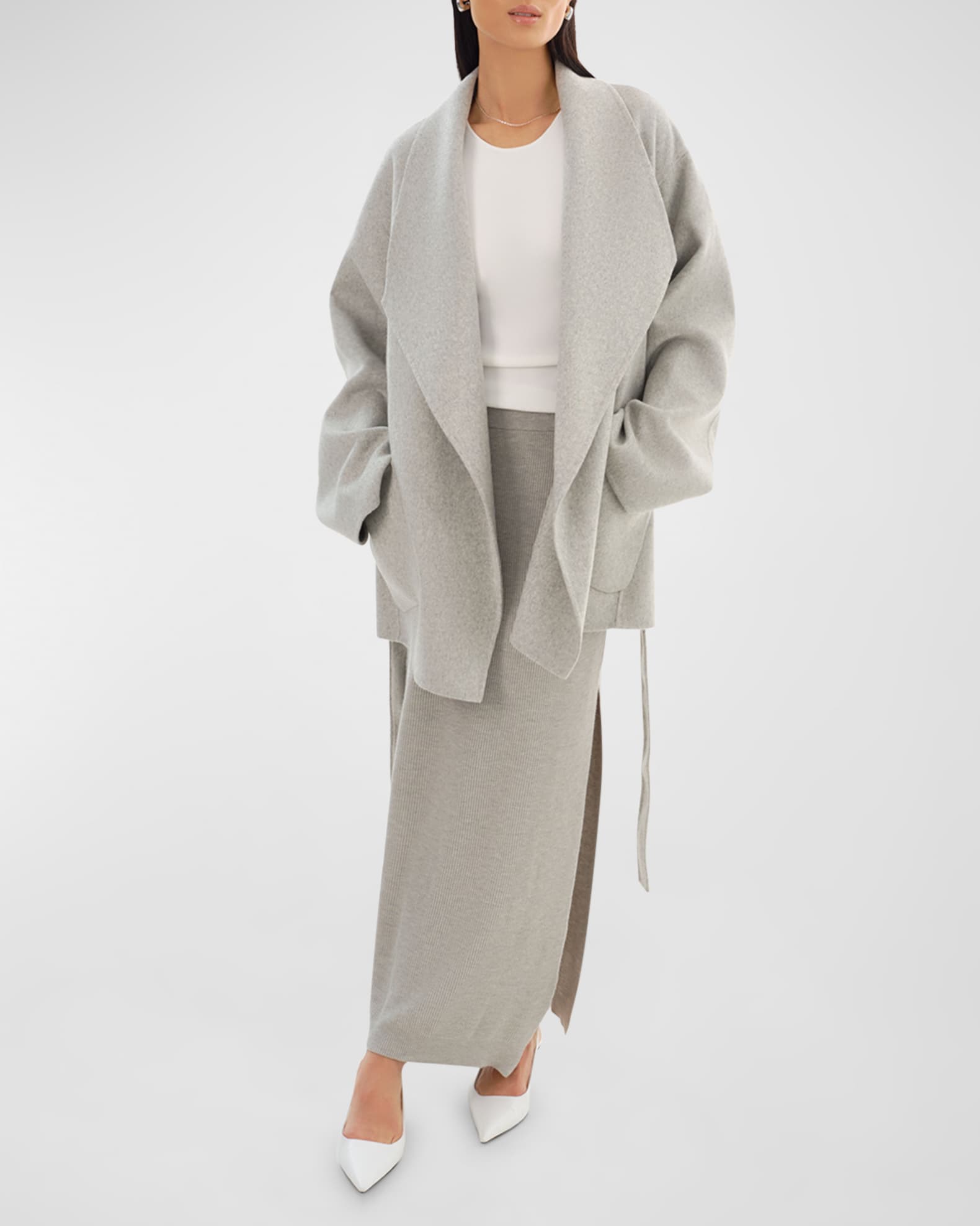 Mekia Belted Double-Face Wool Oversized Wrap Coat 1