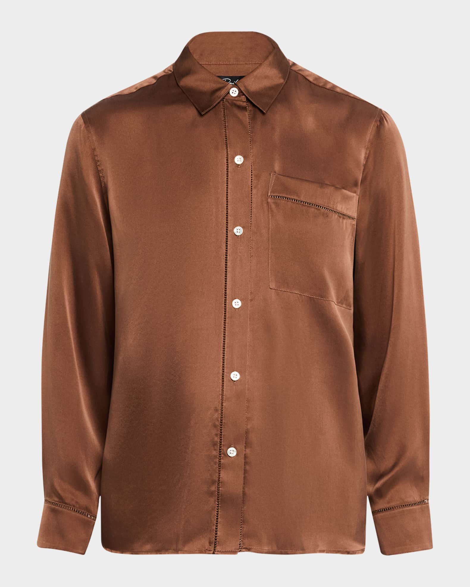 Oak Silk Charmeuse Button-Front Shirt 0