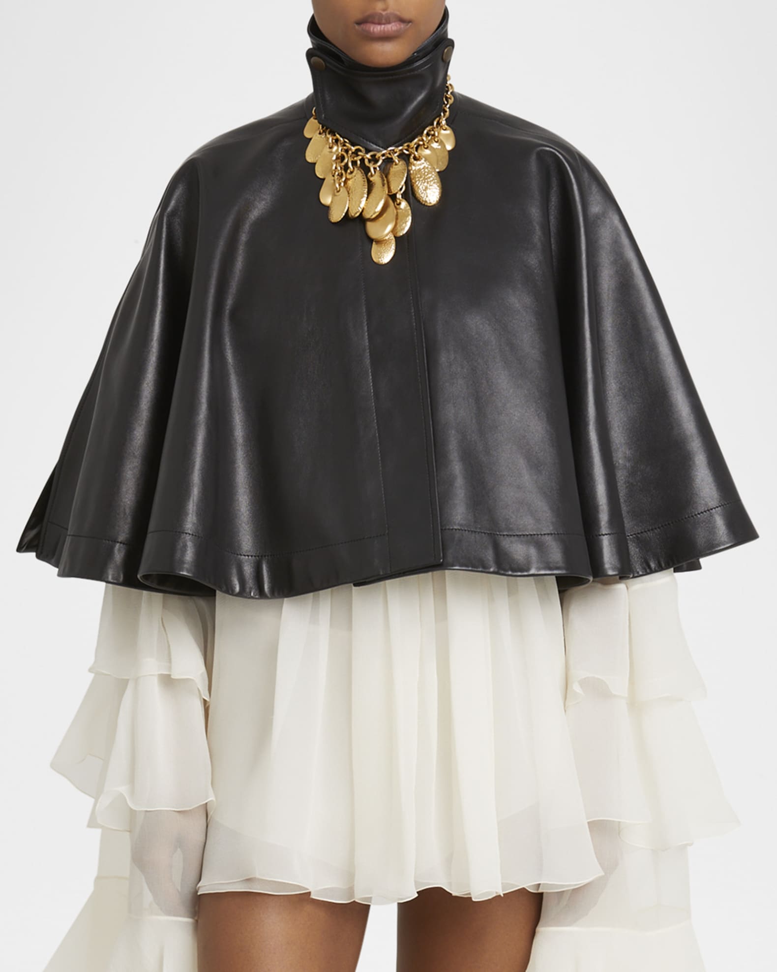 Soft Napa Leather Capelet Jacket