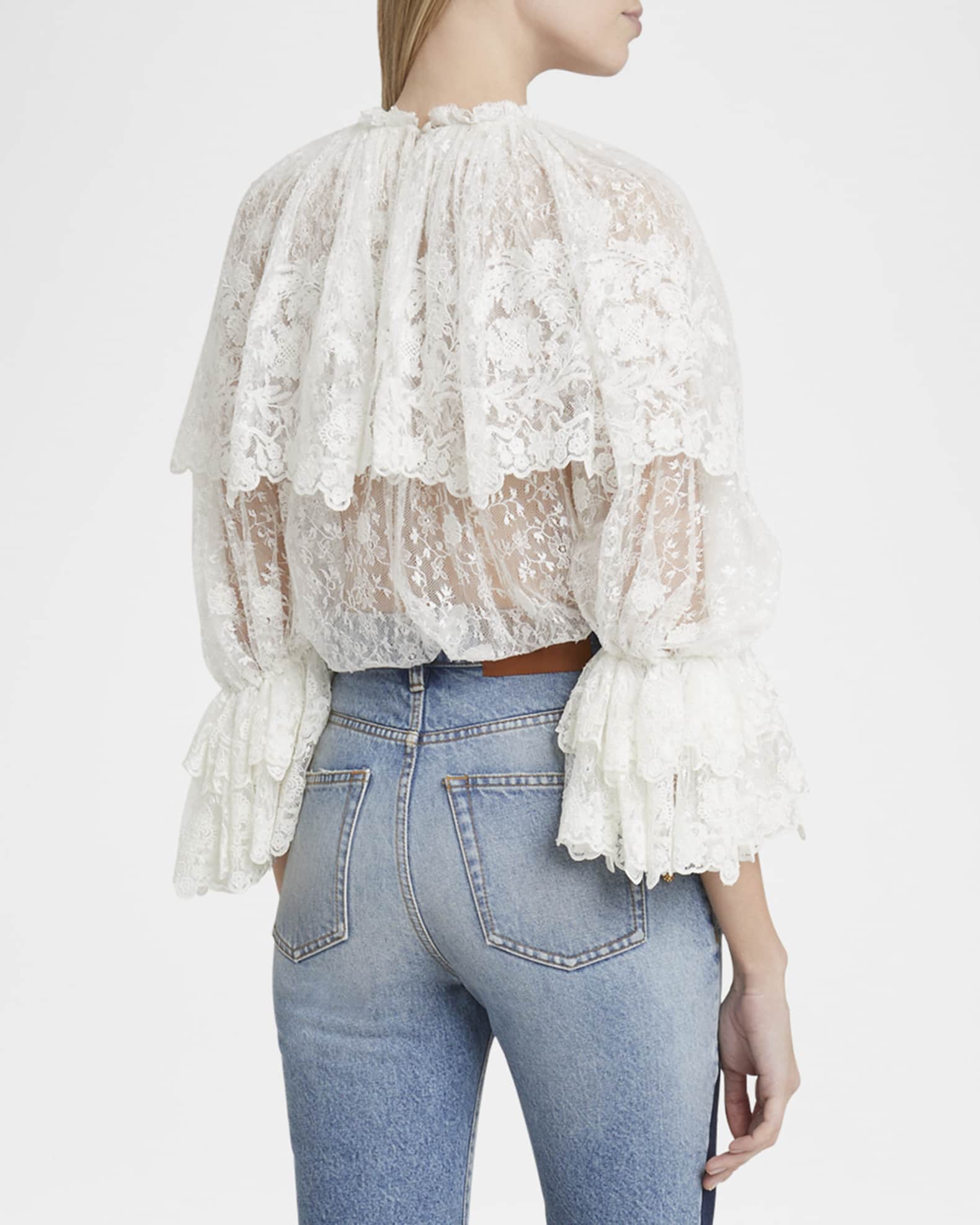 Ruffled Floral Lace Top