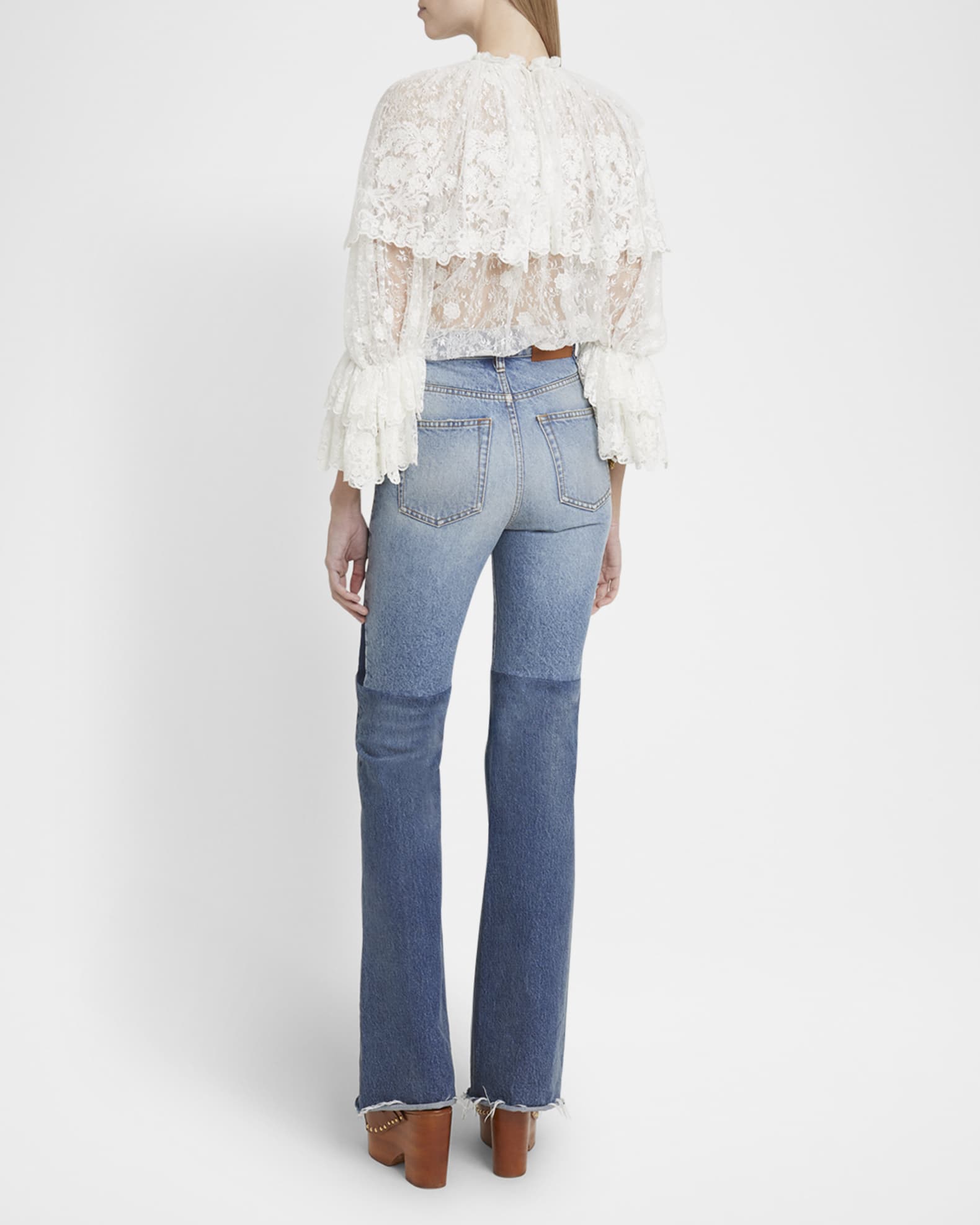 Chloe Ruffled Floral Lace Top | Neiman Marcus