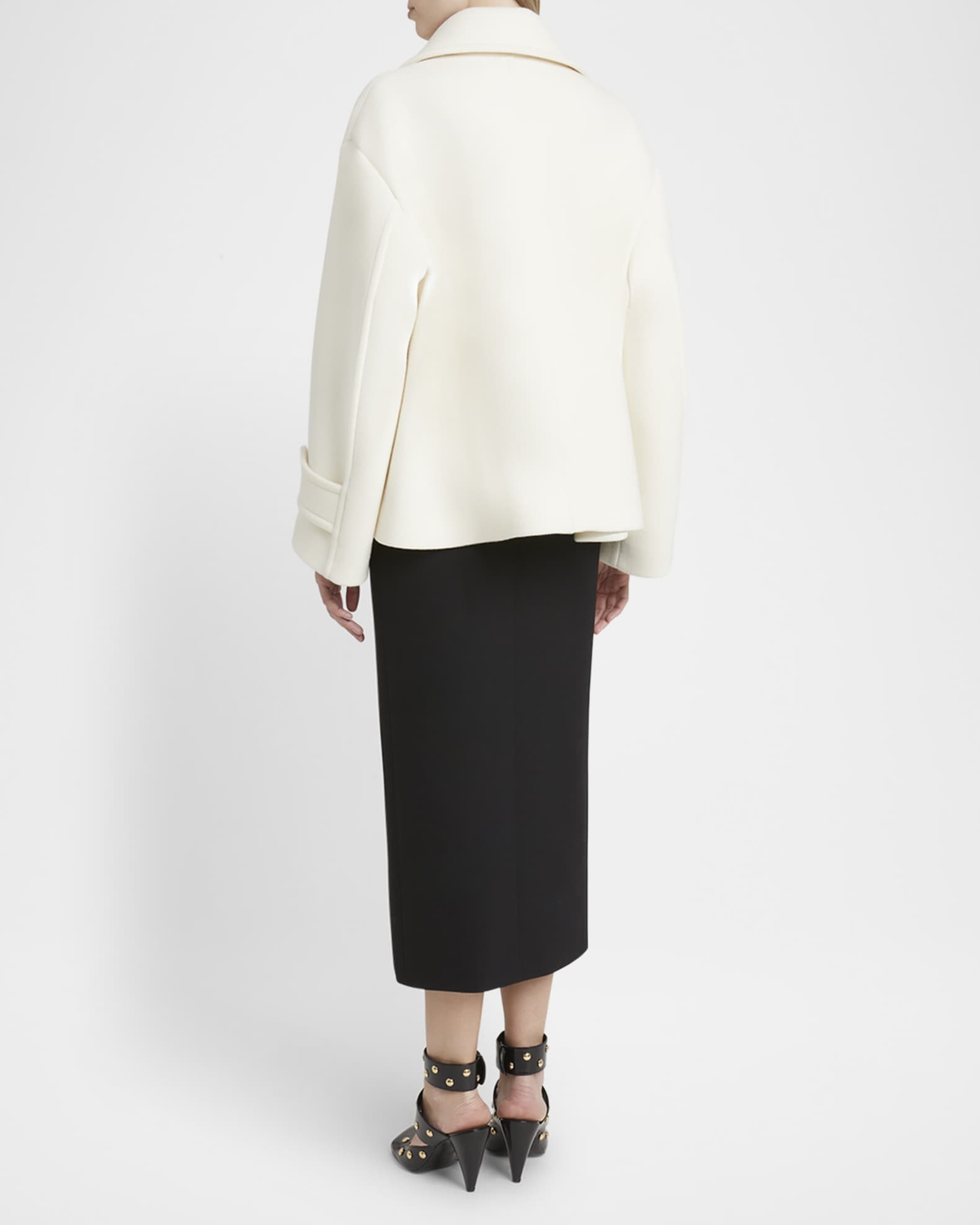 Chloe Double-Breasted Soft Wool Pea Coat | Neiman Marcus
