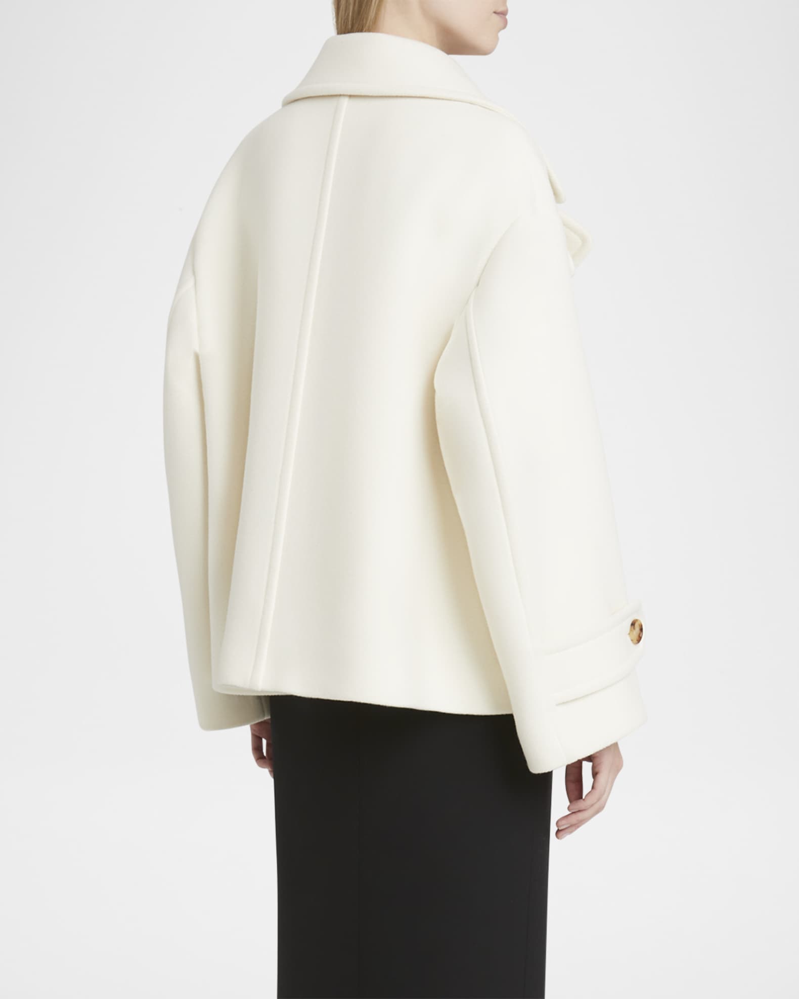 Chloe Double-Breasted Soft Wool Pea Coat | Neiman Marcus