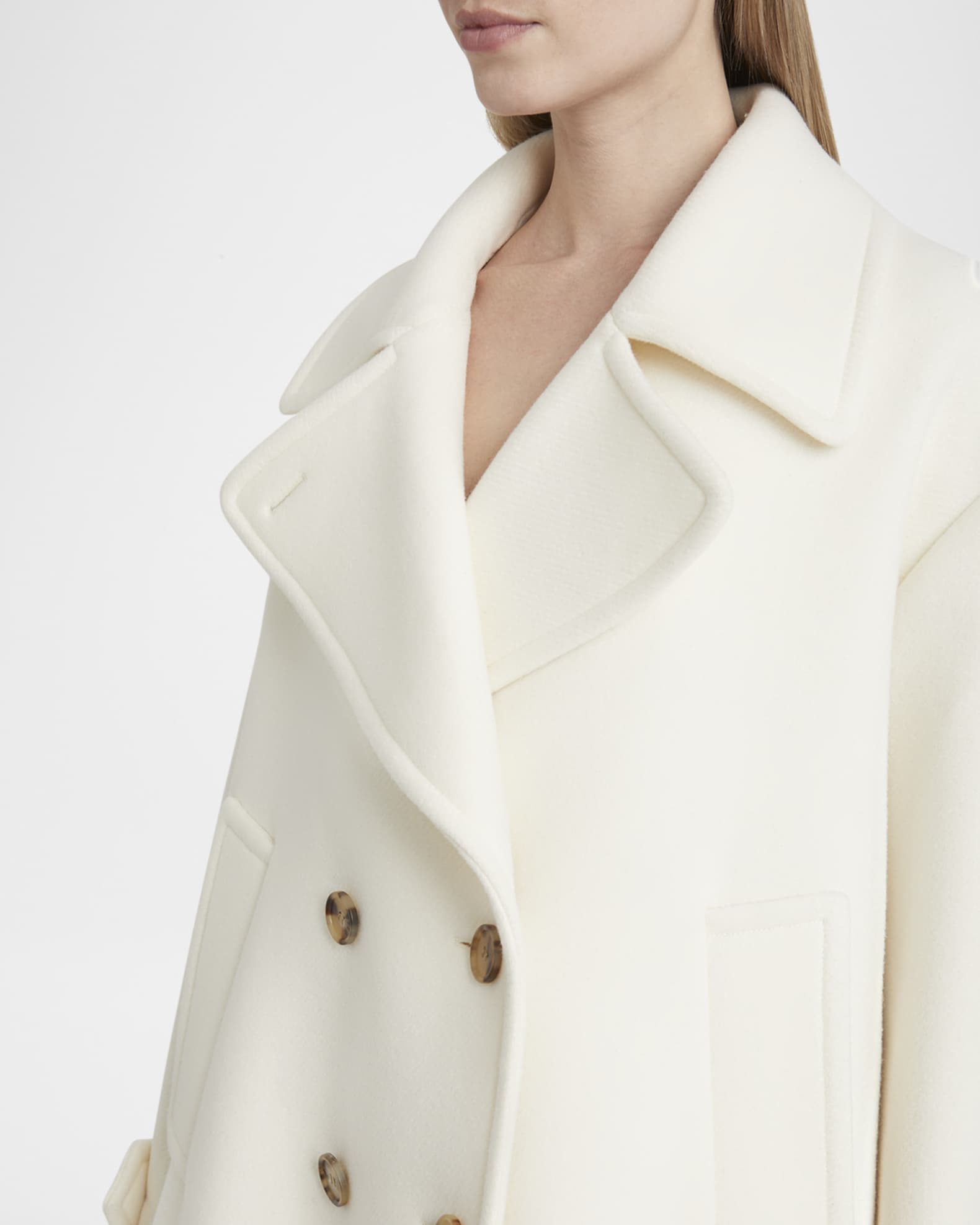 White wool pea coat sale