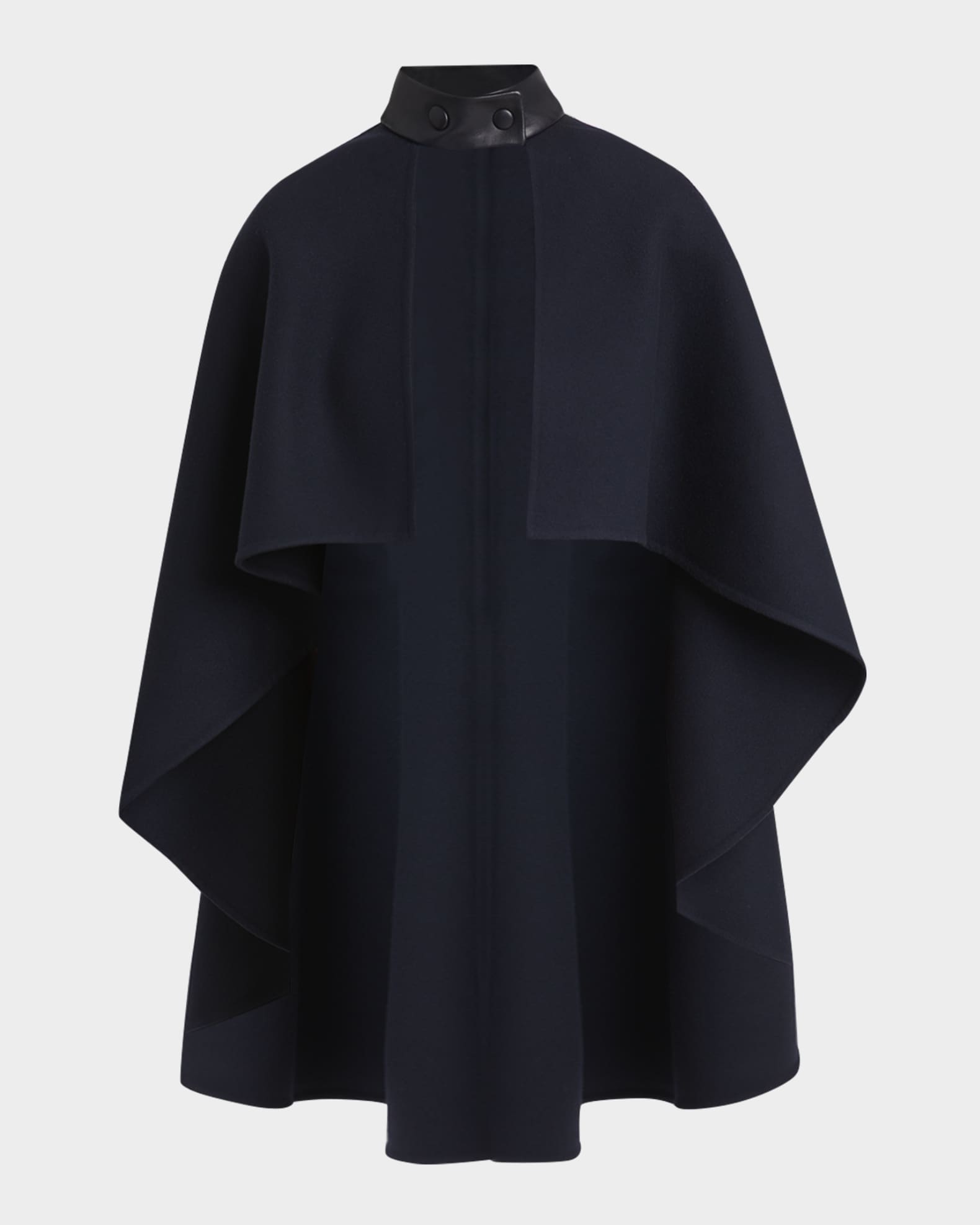 Leather Strap Double Face Wool Cape 0