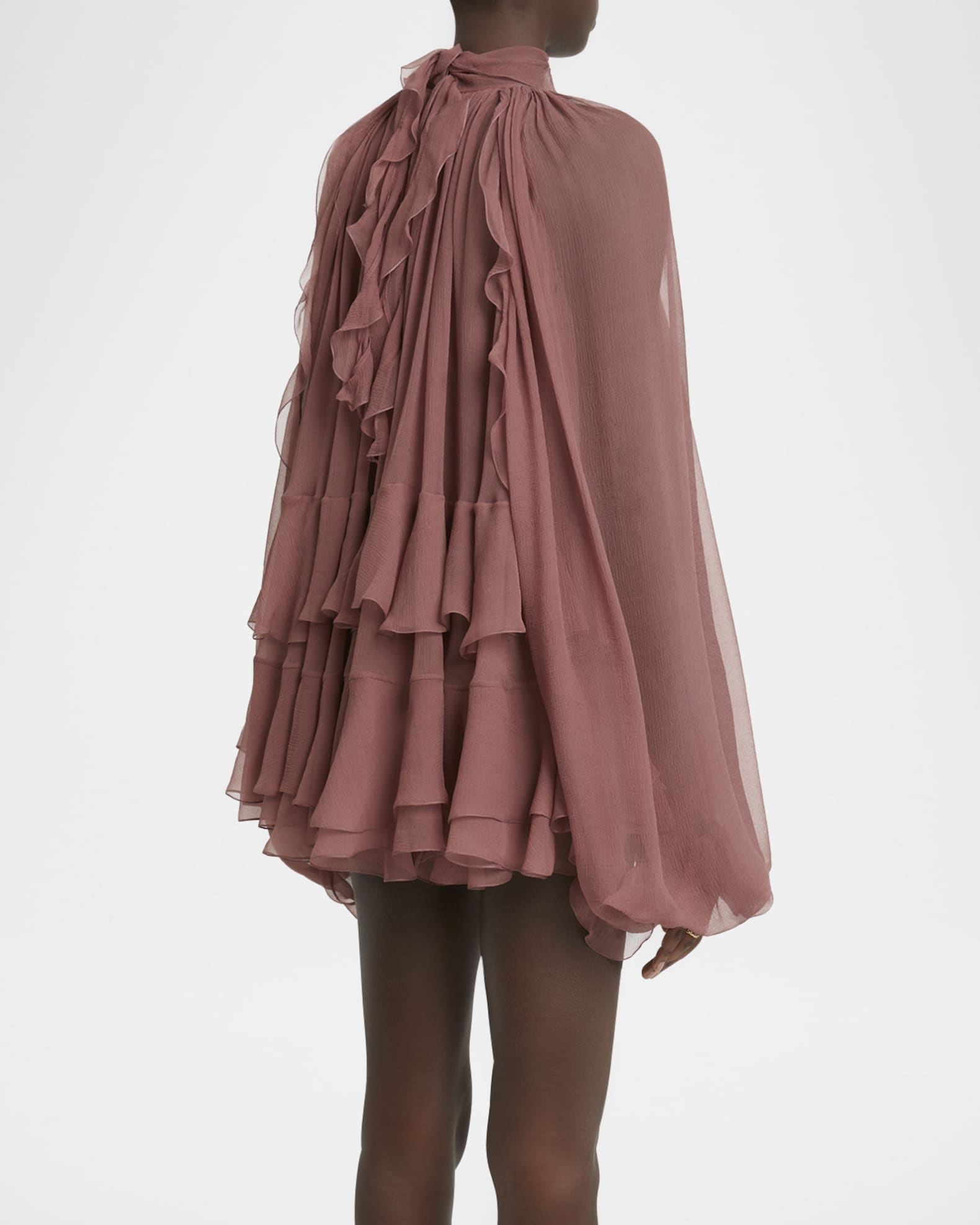 Silk Tiered Lace + Ruffle Dress (M)