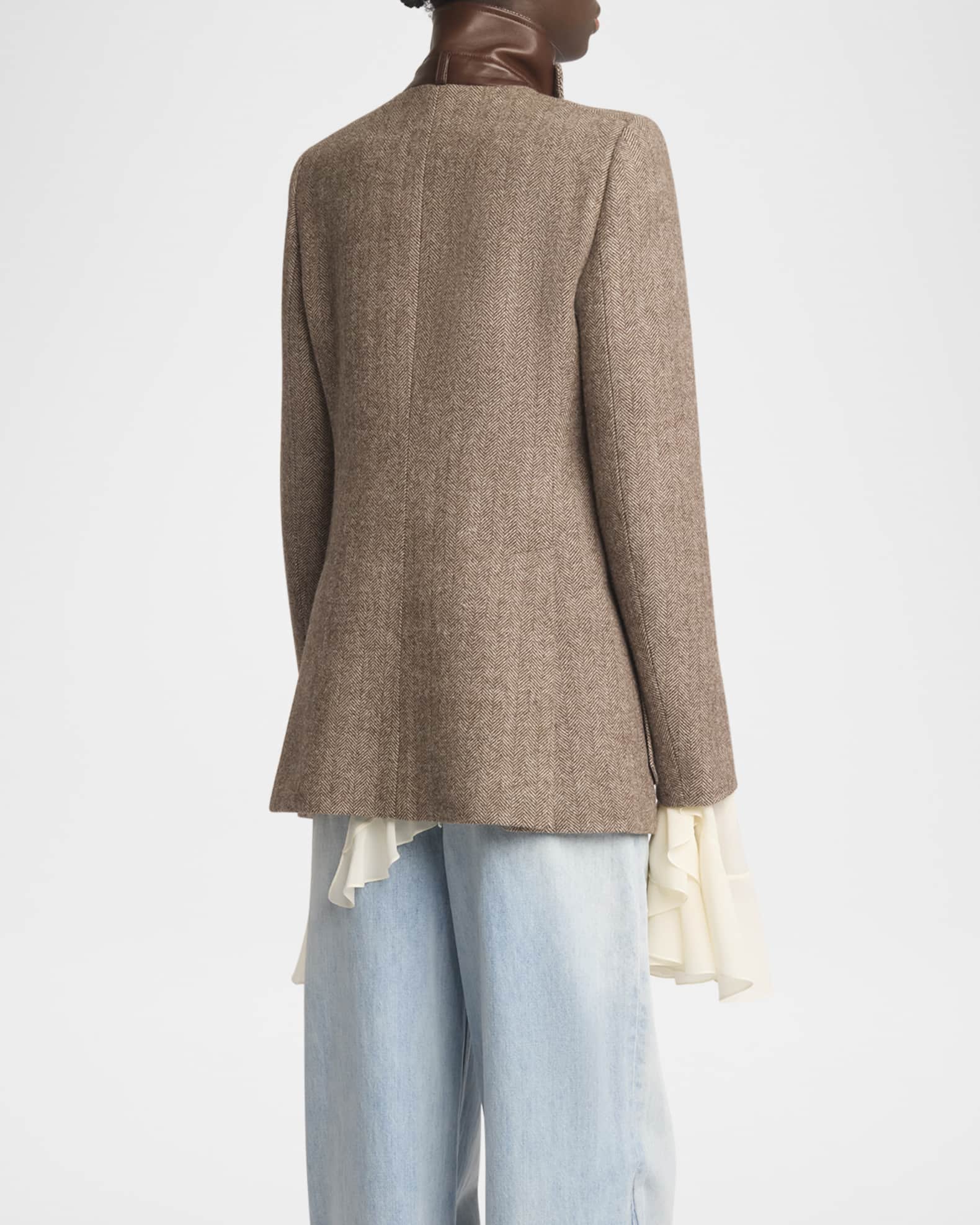 Chloe Herringbone Boyish Wool Jacket | Neiman Marcus