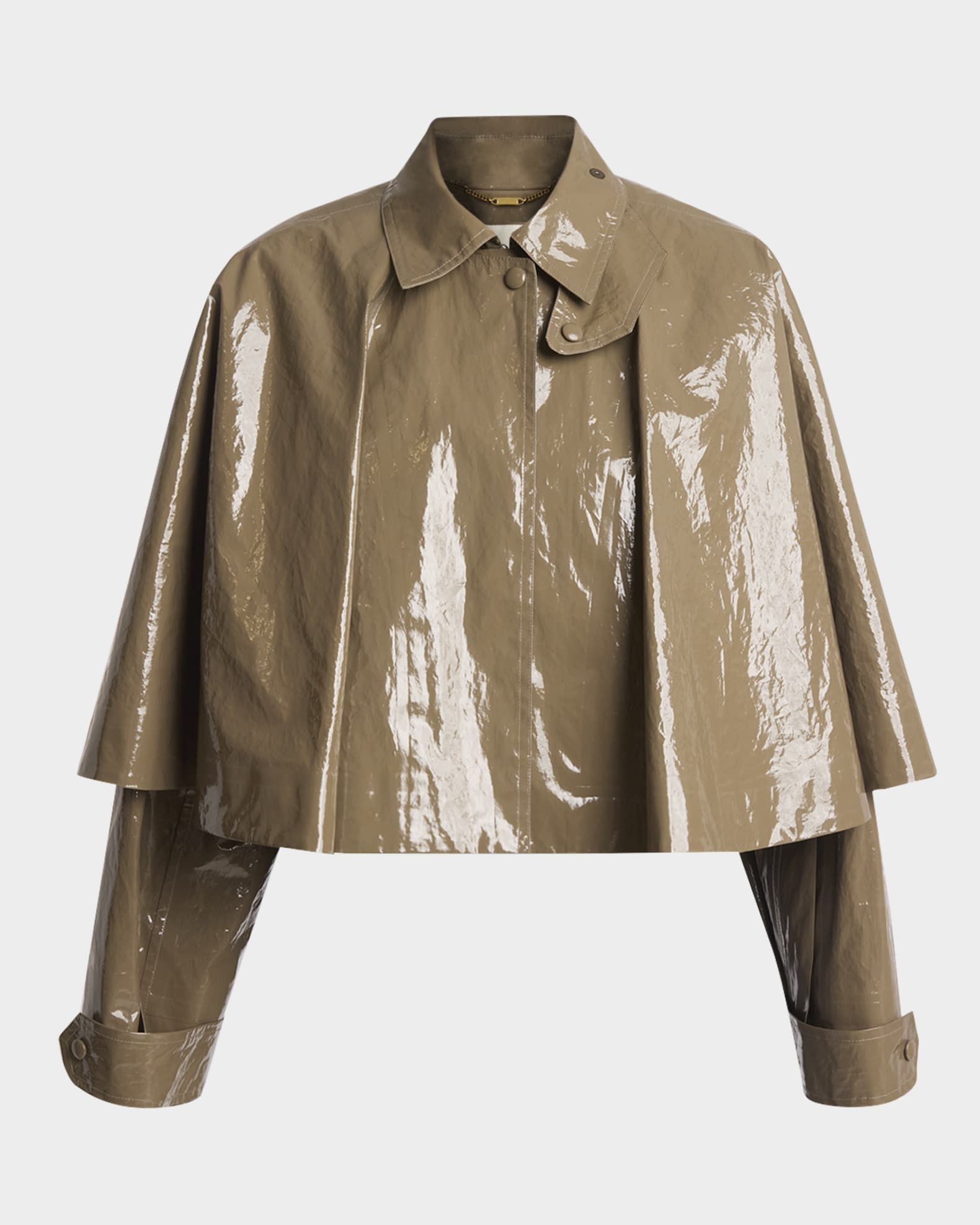 Cropped Glossy Lacquered Cape 0