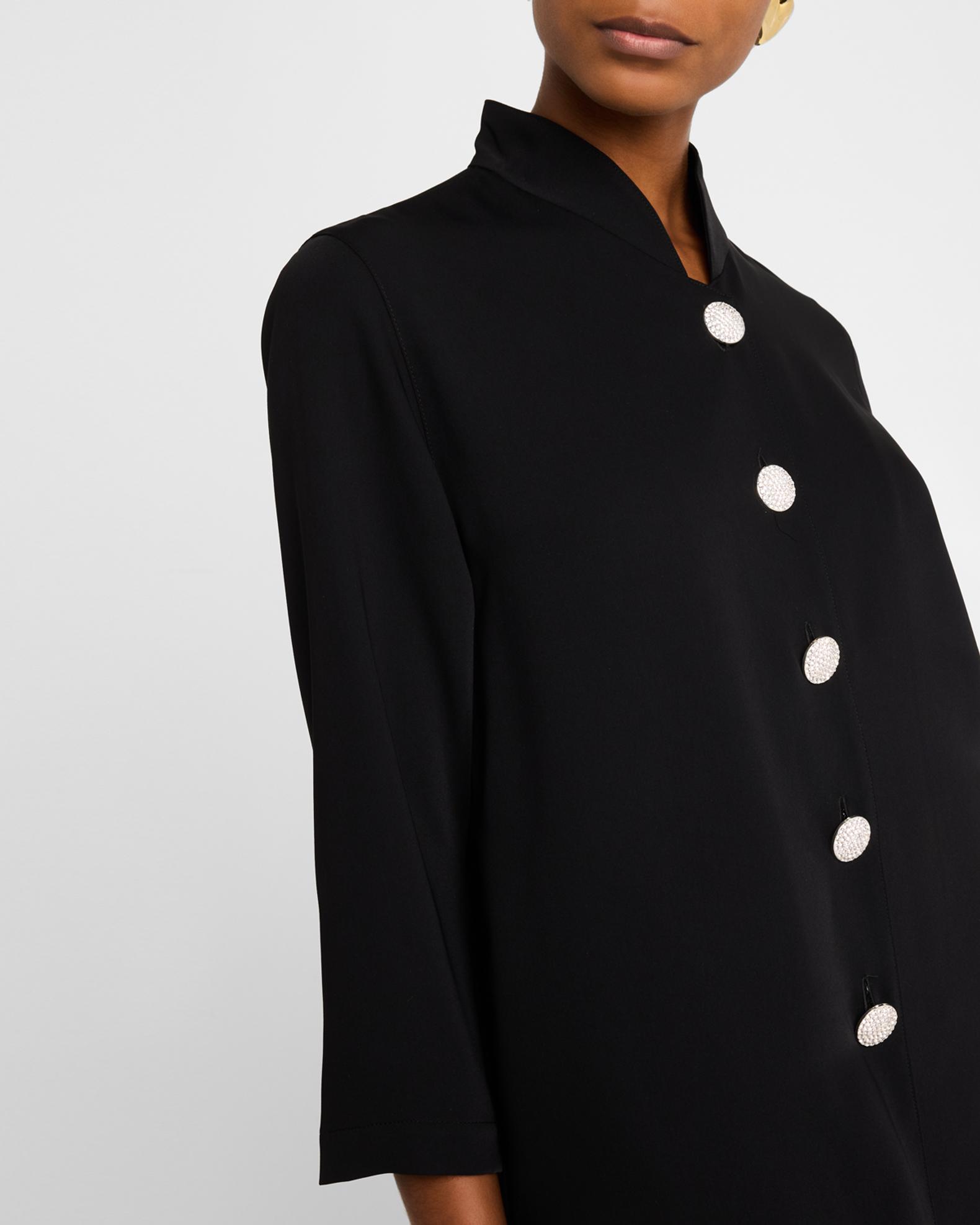 Caroline Rose Rhinestone-Button Matte Crepe Jacket | Neiman Marcus