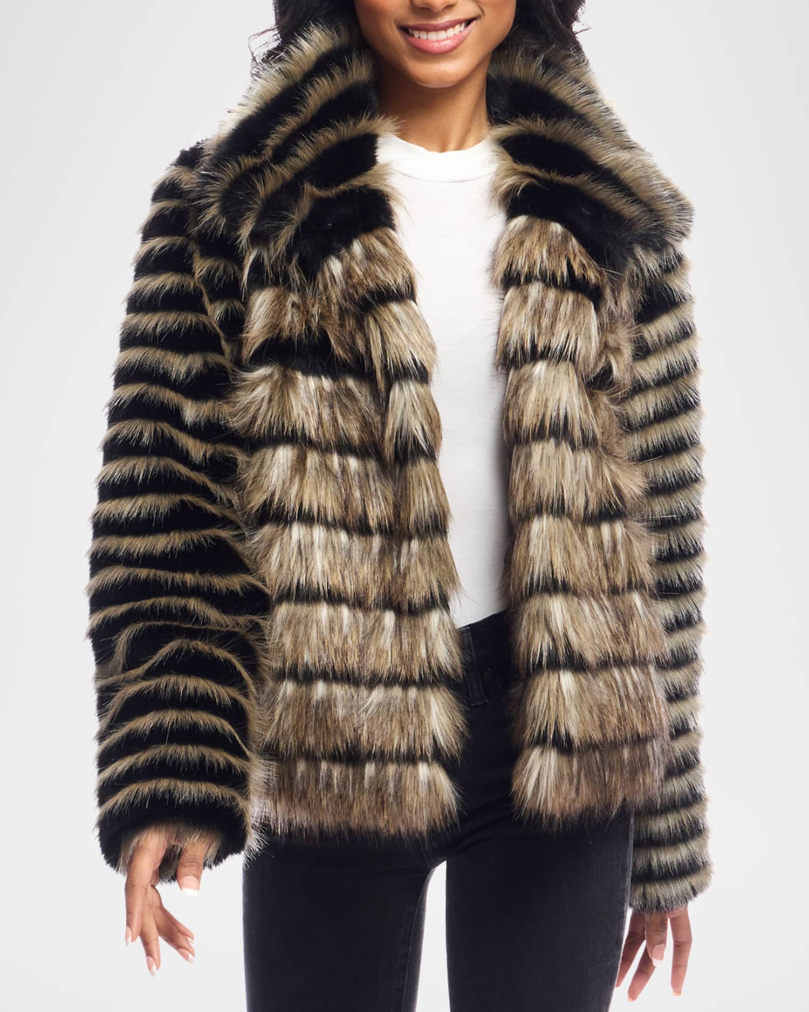 Fabulous Furs Front Row Faux Fox Jacket Multi