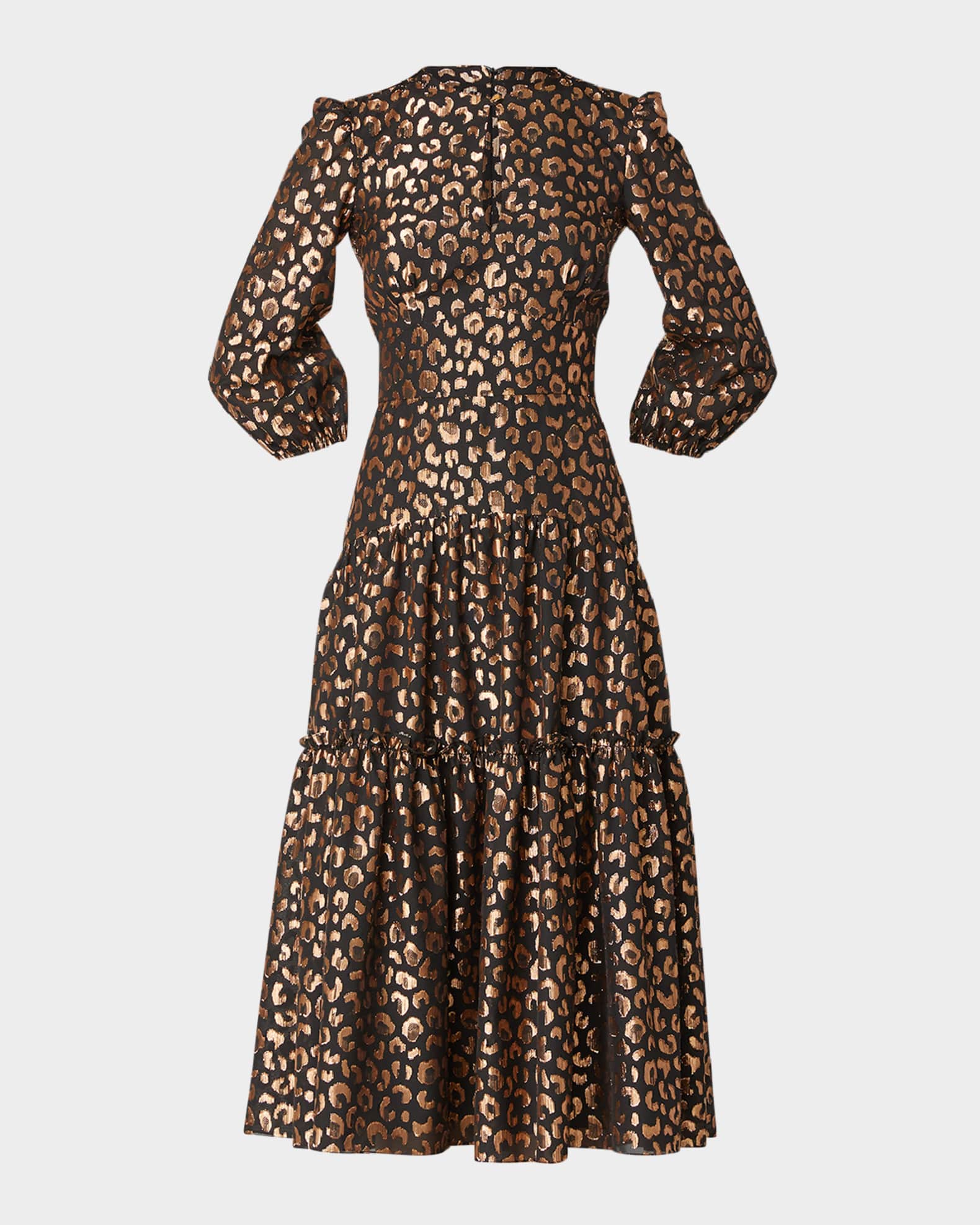 Alina Tiered Cutout Metallic Midi Dress 0