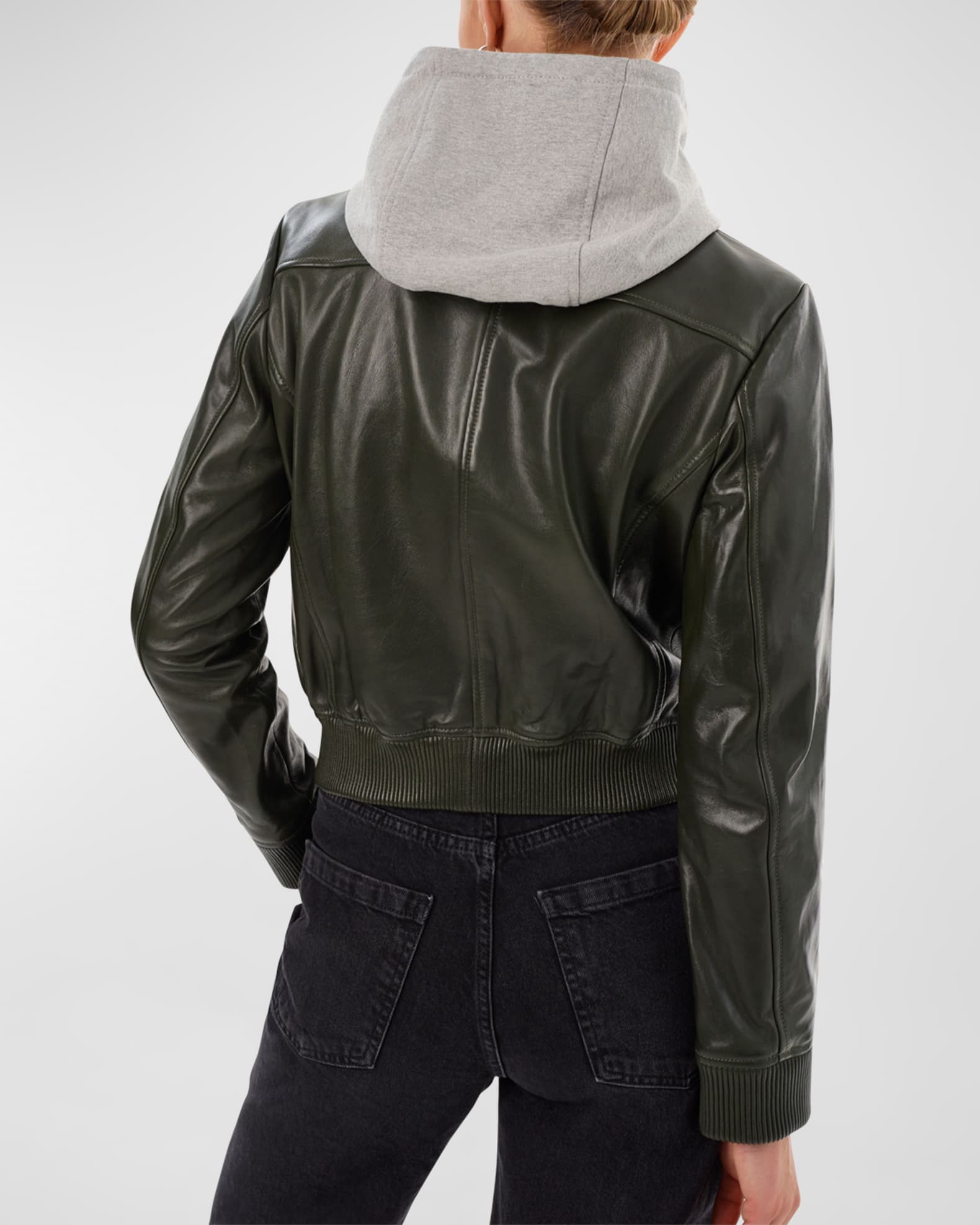 Candace Lamb Leather Bomber Jacket
