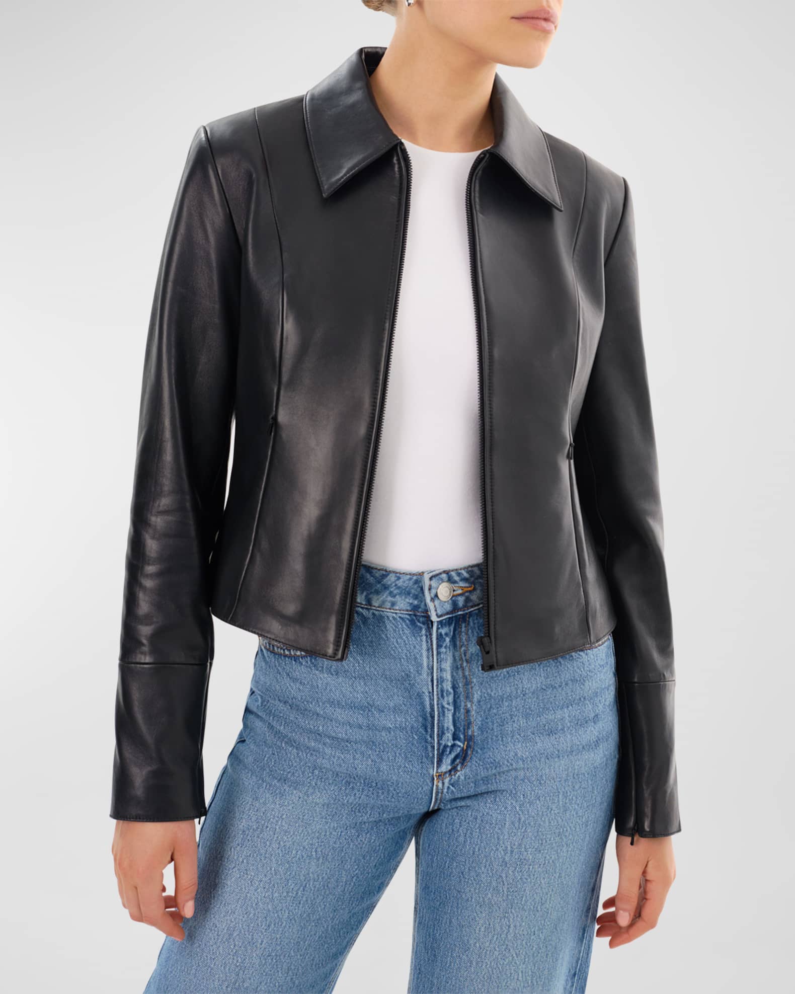 LaMarque Oceana Fitted Leather Jacket Neiman Marcus