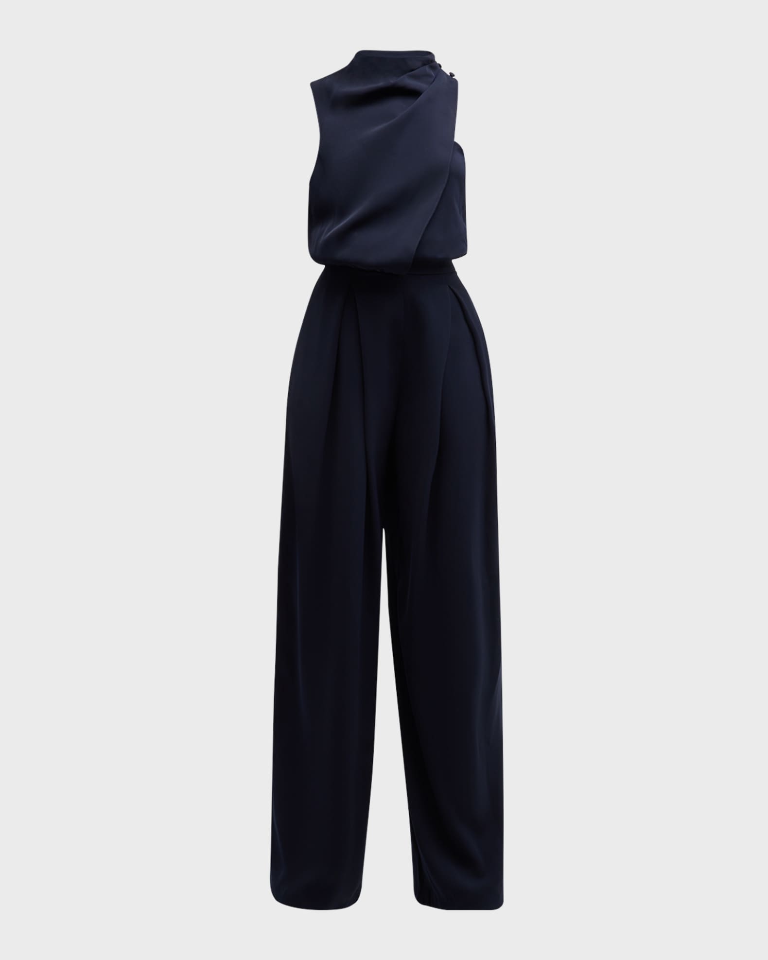 Black Halo Floella Draped Mock Neck Jumpsuit Neiman Marcus