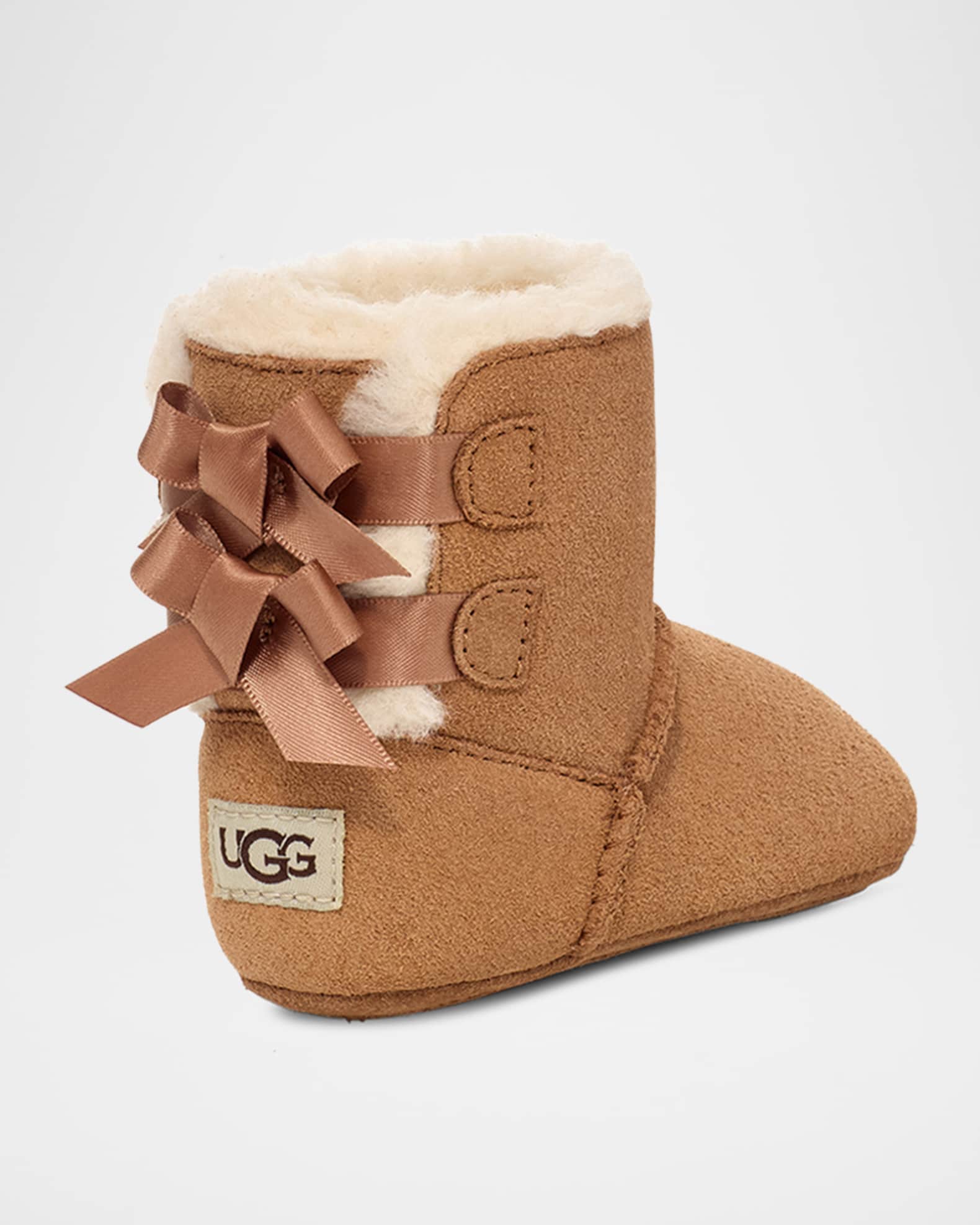 Women's bailey bow round toe glitter suede & sheepskin short booties on sale