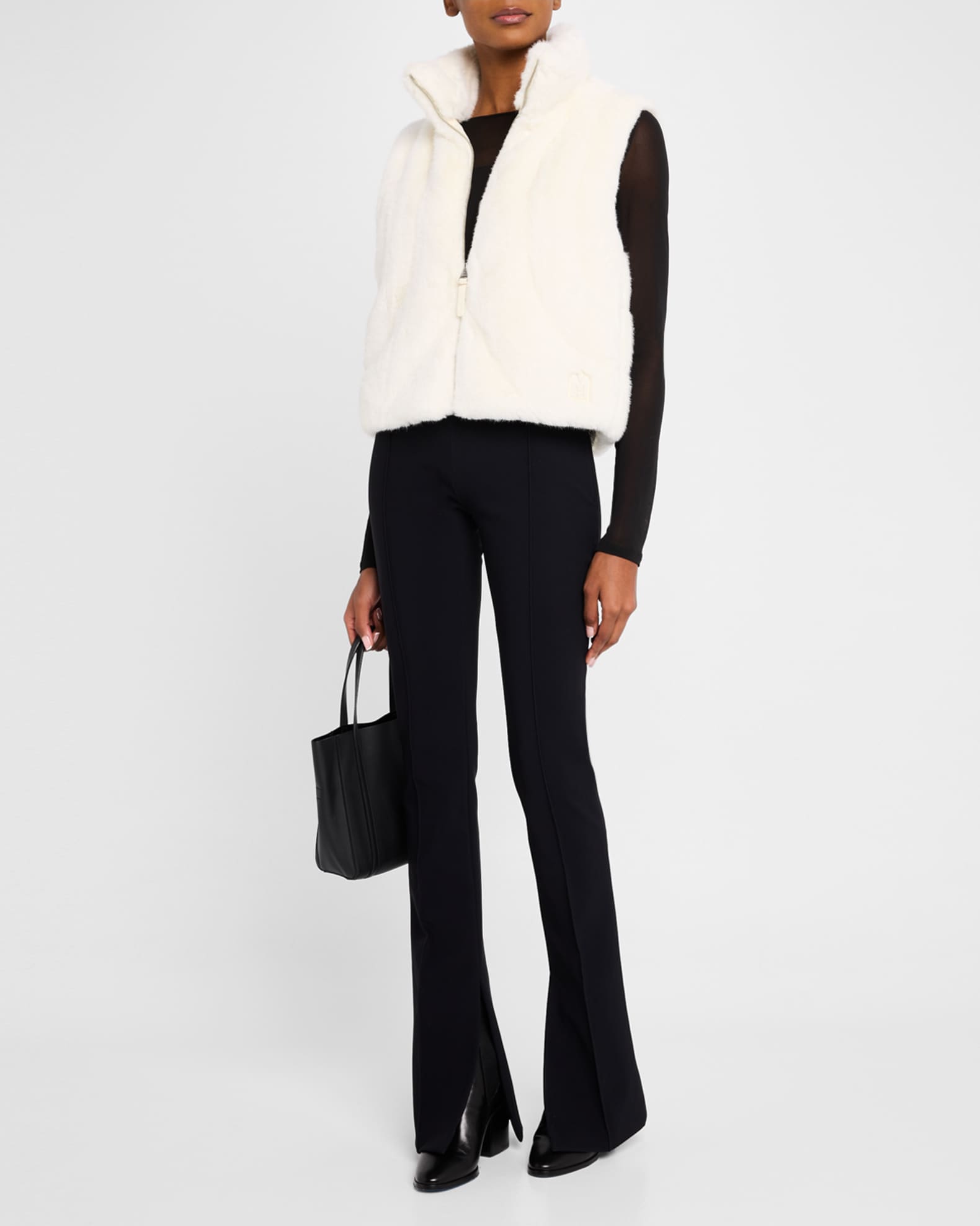 Ginny Brushed Faux Fur Quilted Vest 1