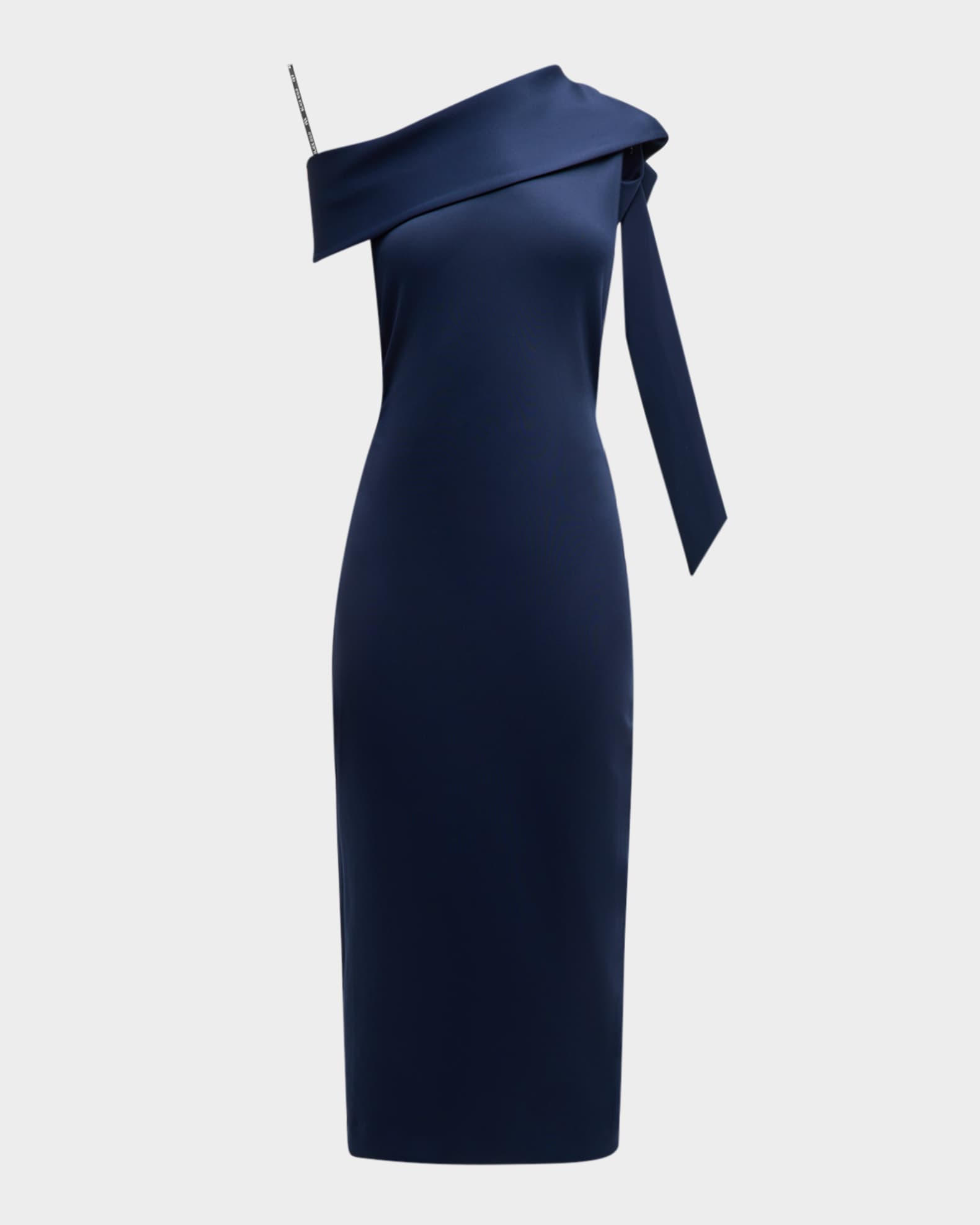 Black Halo Dolores Draped One-Shoulder Bodycon Midi Dress