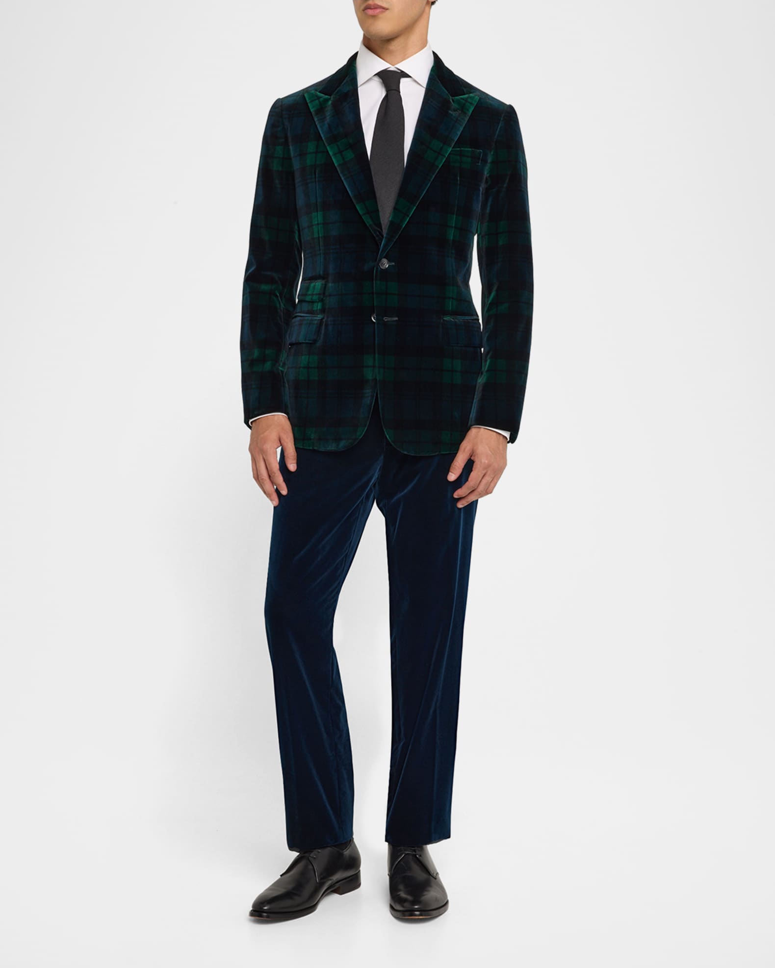 Ralph Lauren Purple Label Men s Kent Hand Tailored Plaid Velvet Jacket Neiman Marcus