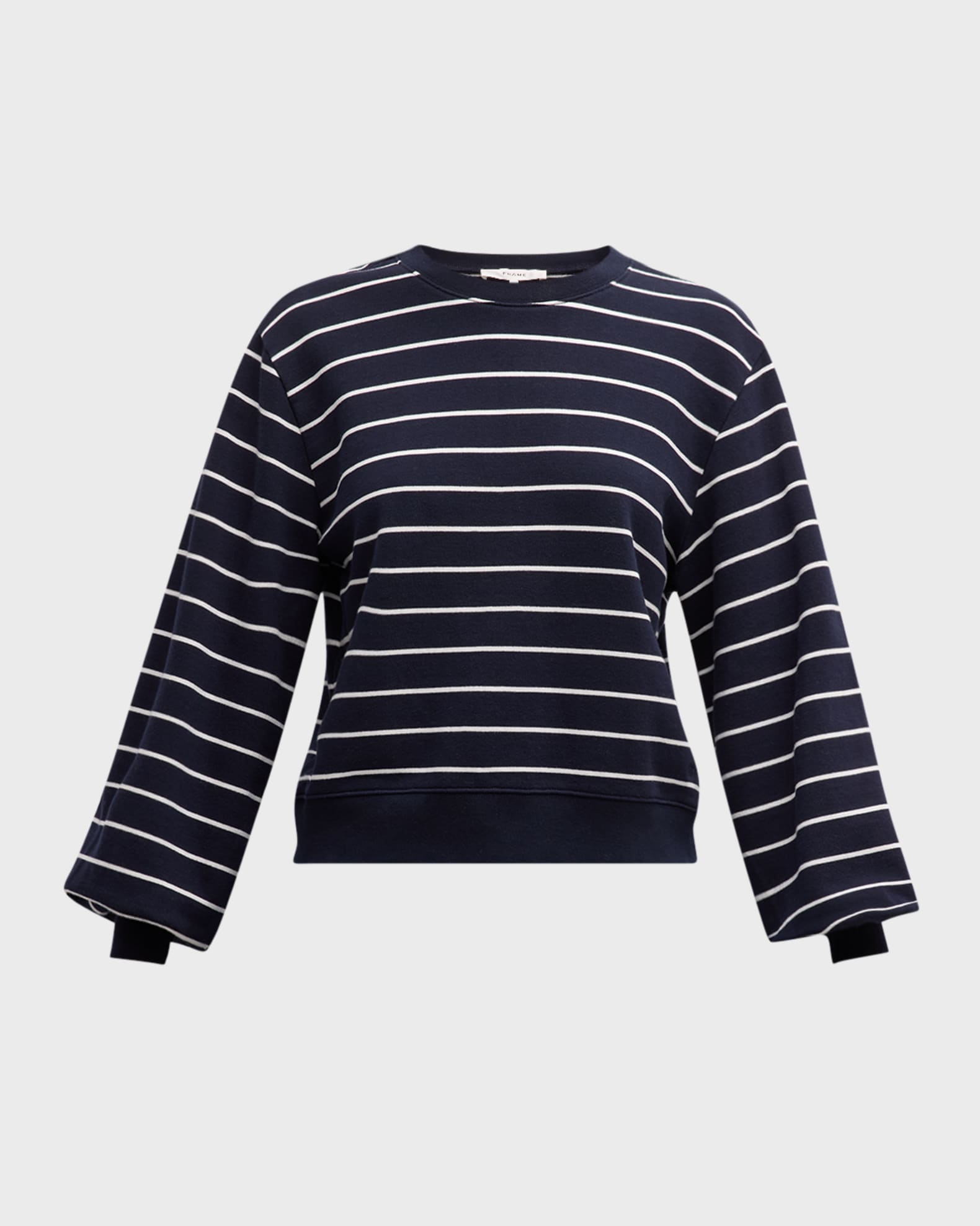 Stripe Blouson-Sleeve Sweatshirt 0