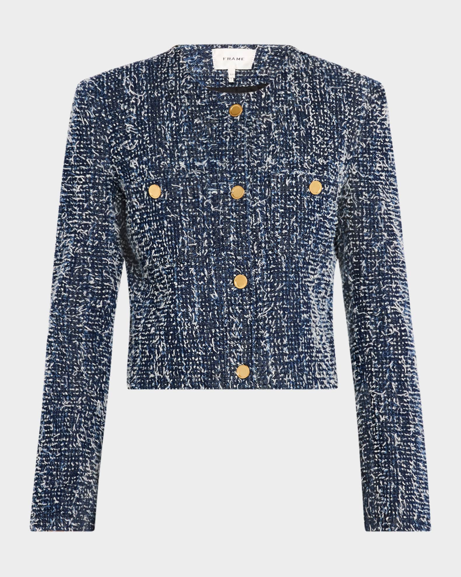 FRAME Tailored Denim Boucle Jacket Neiman Marcus