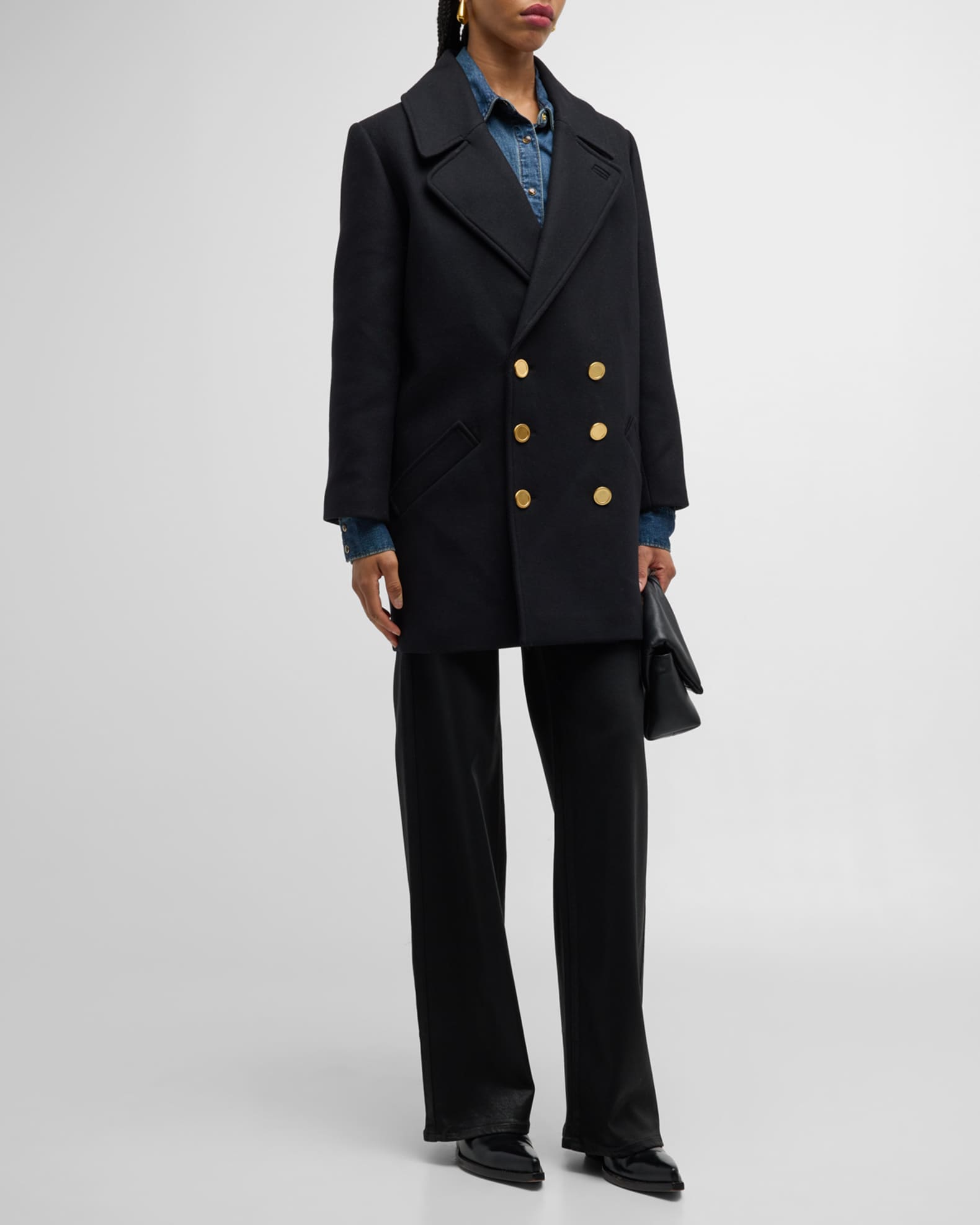 FRAME Classic Wool Blend Peacoat Neiman Marcus