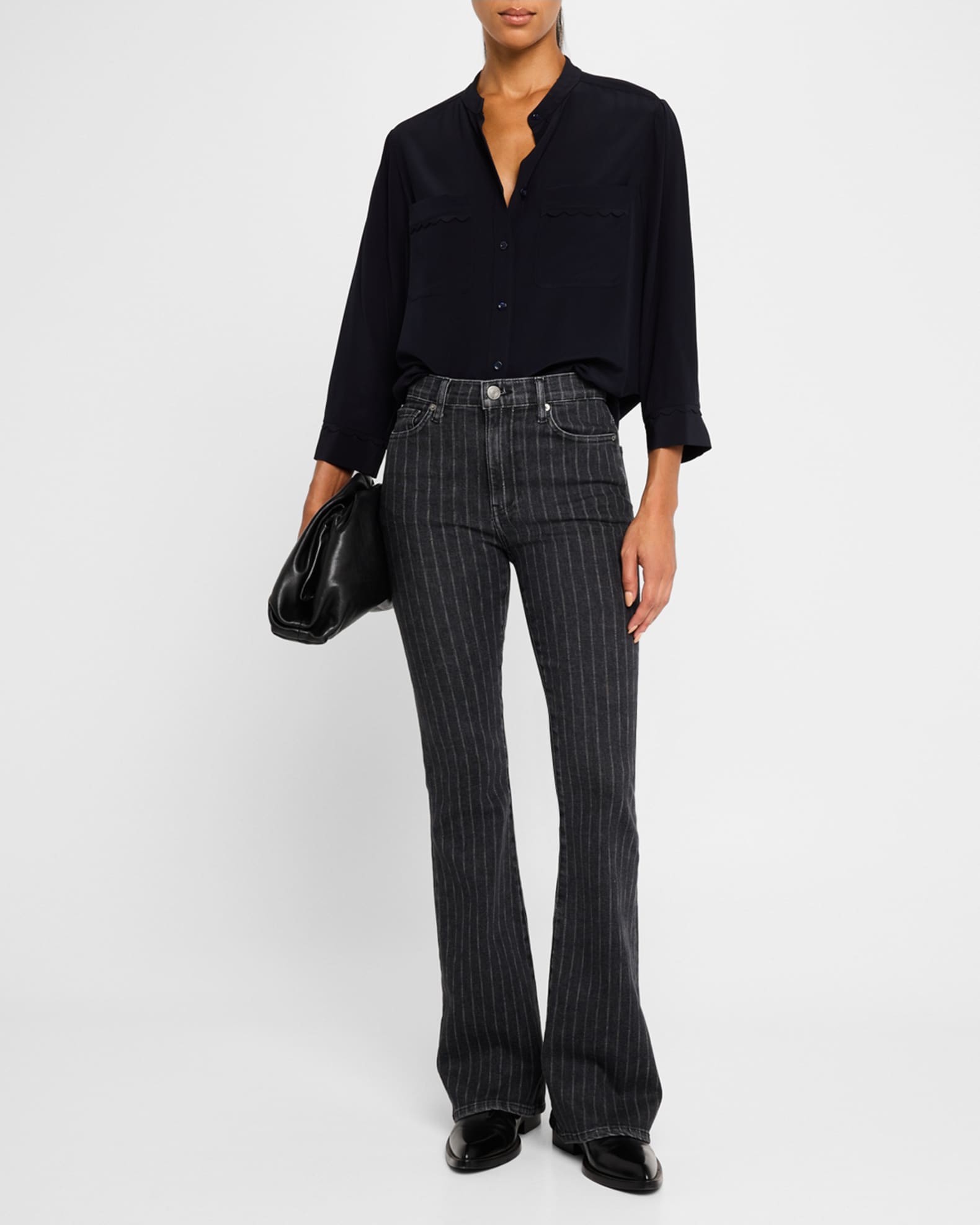 Scallop-Trim Silk Shirt 1