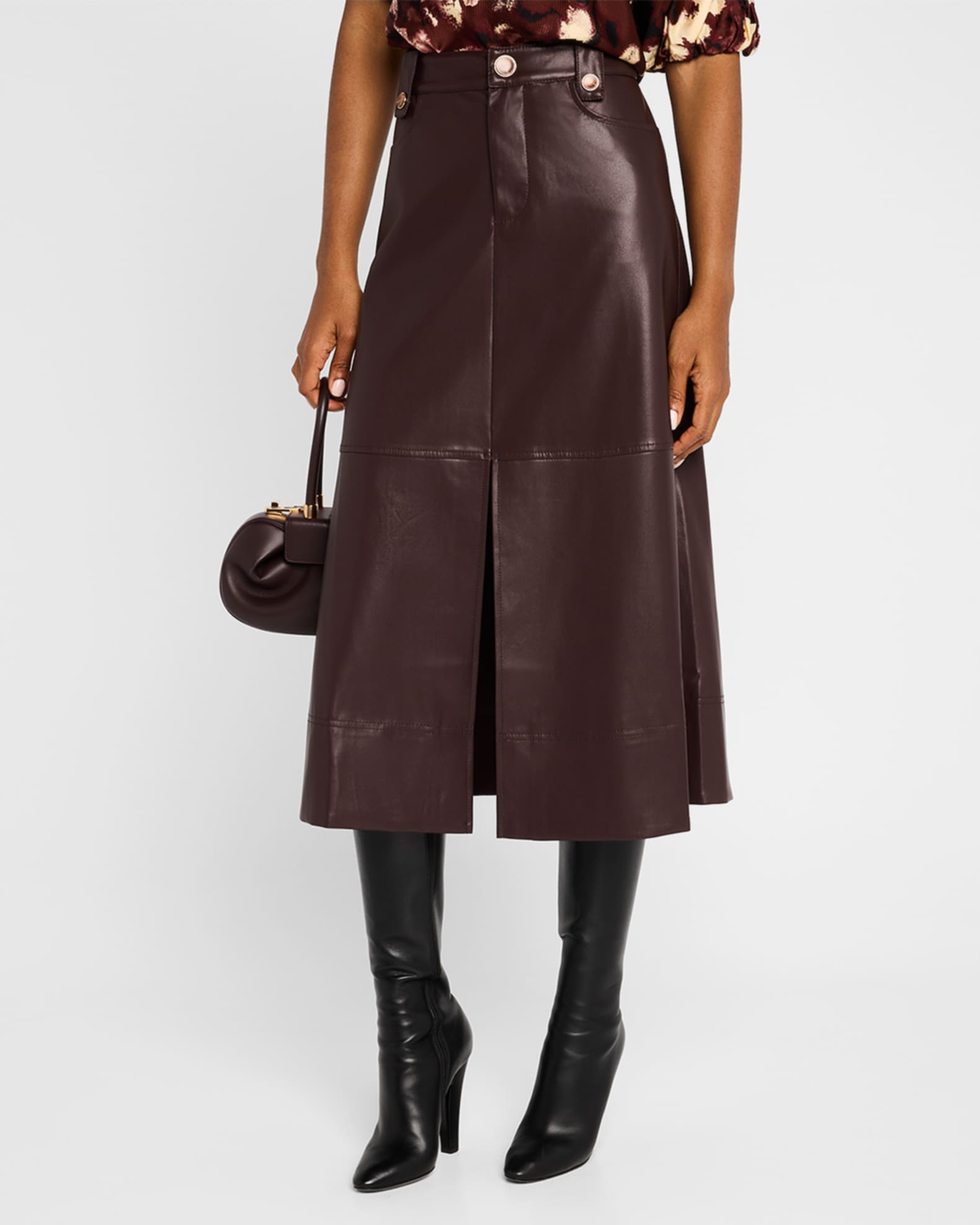 Tanya Taylor Hudie Vegan Leather Skirt Neiman Marcus