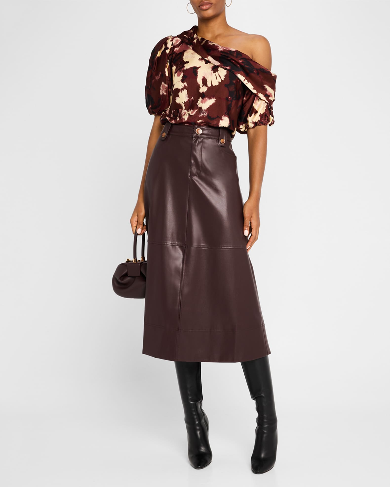Tanya Taylor Hudie Vegan Leather Skirt Neiman Marcus