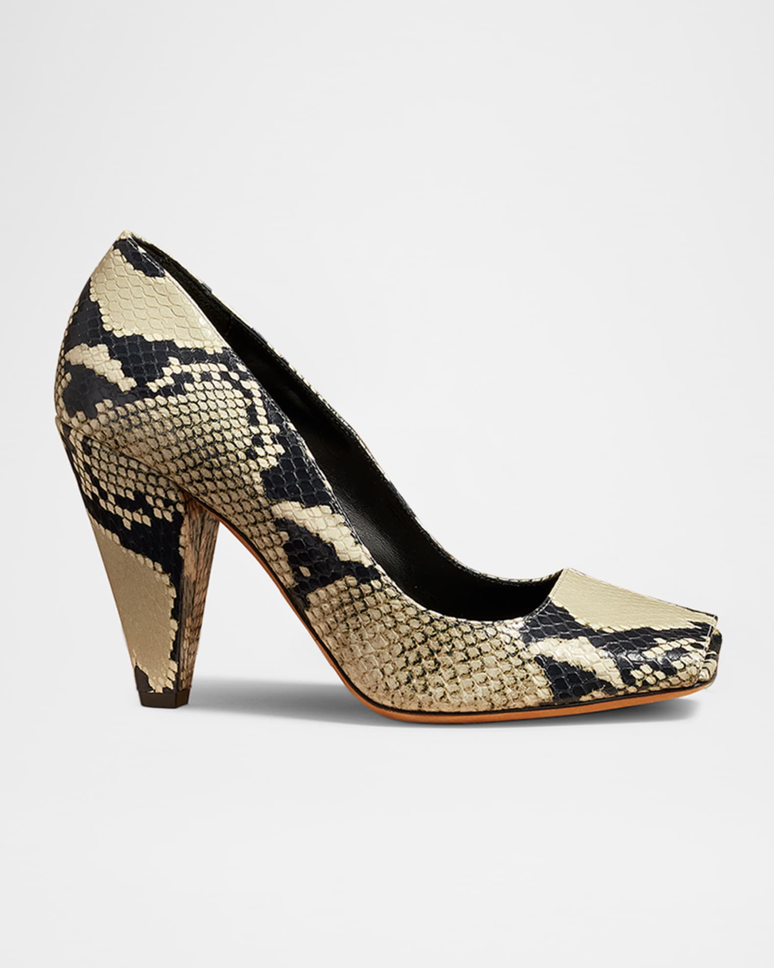 KHAITE Cedar Snake Embossed Modern Pumps Natural