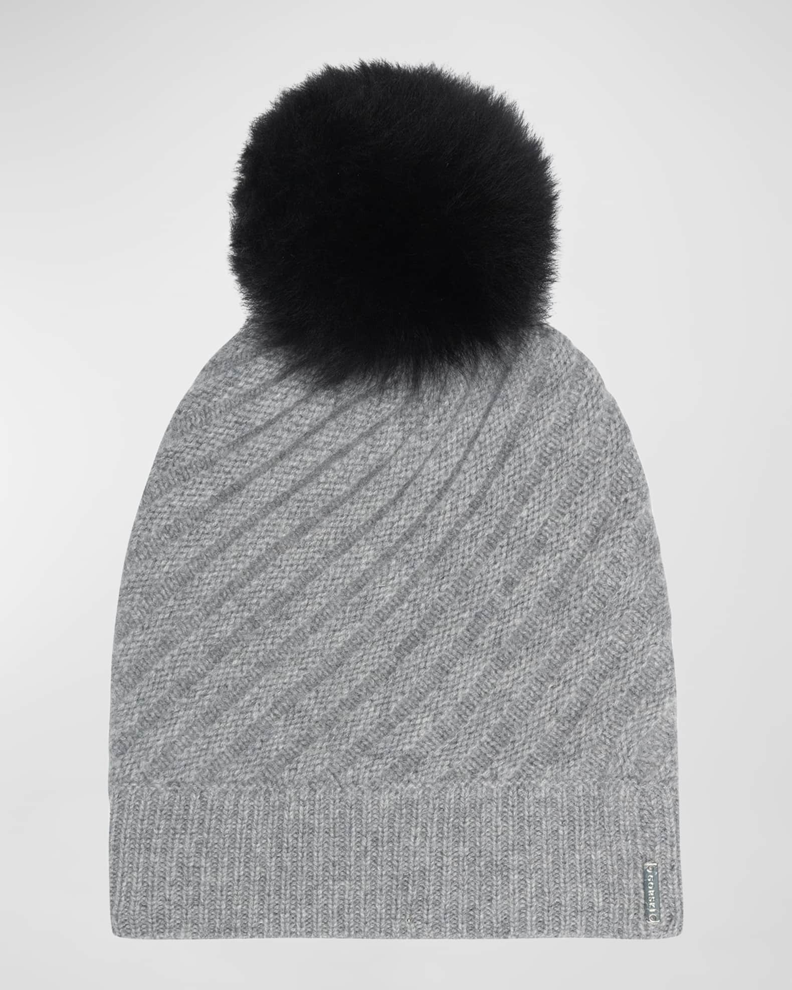Select Cashmere Beanie with Lamb Shearling Pom 0