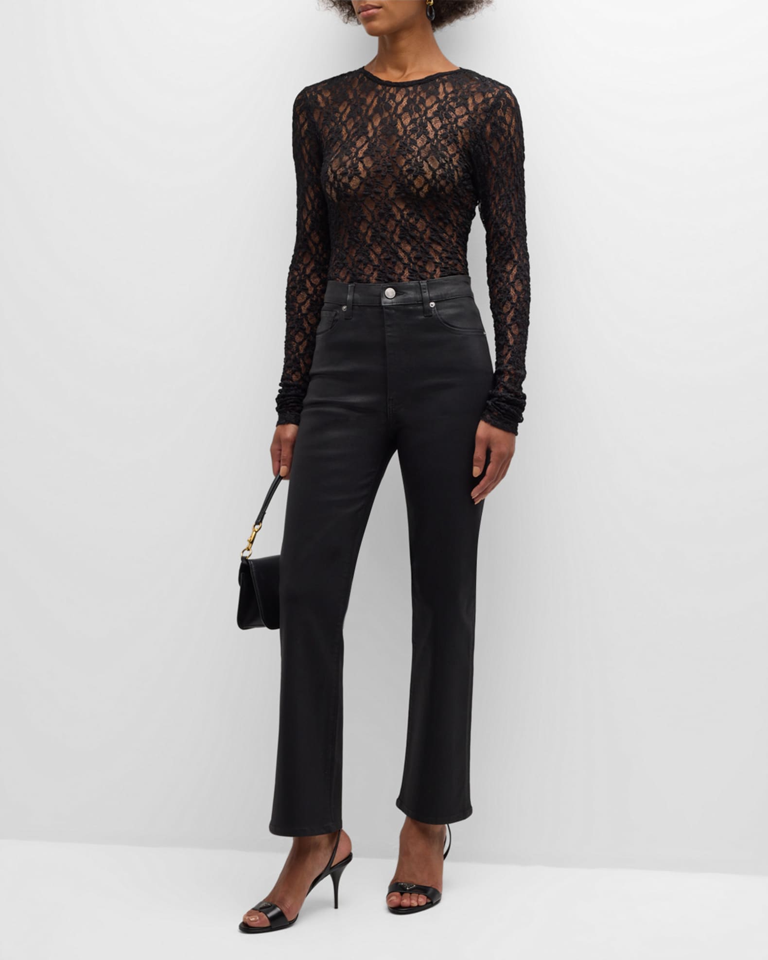 Crewneck Mesh Lace Tee 1