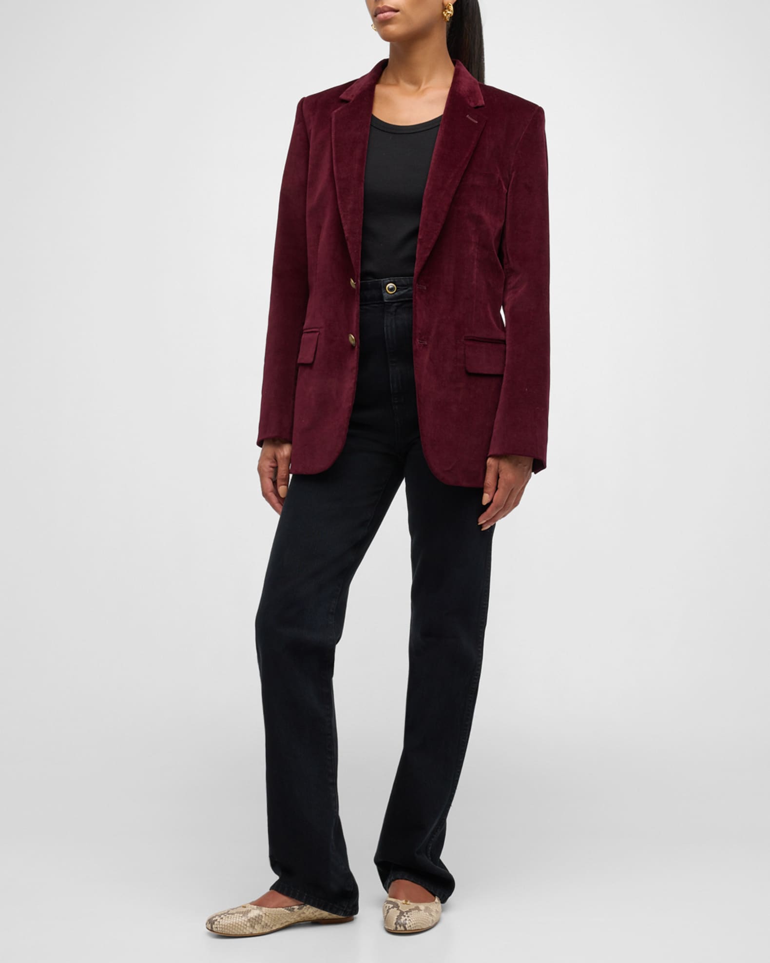 Wine velvet blazer womens on sale