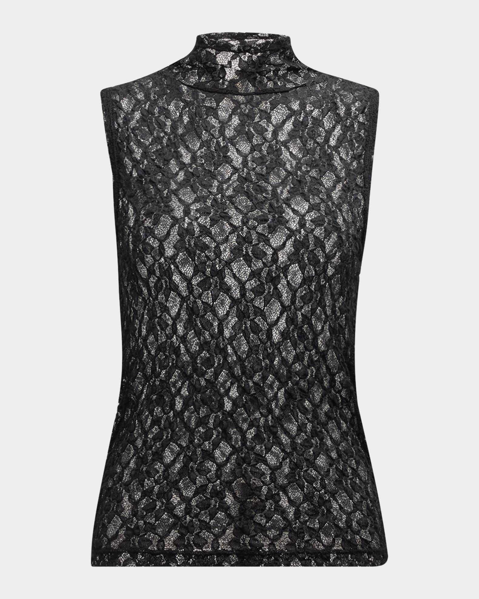 FRAME Sleeveless Mesh Lace Top | Neiman Marcus