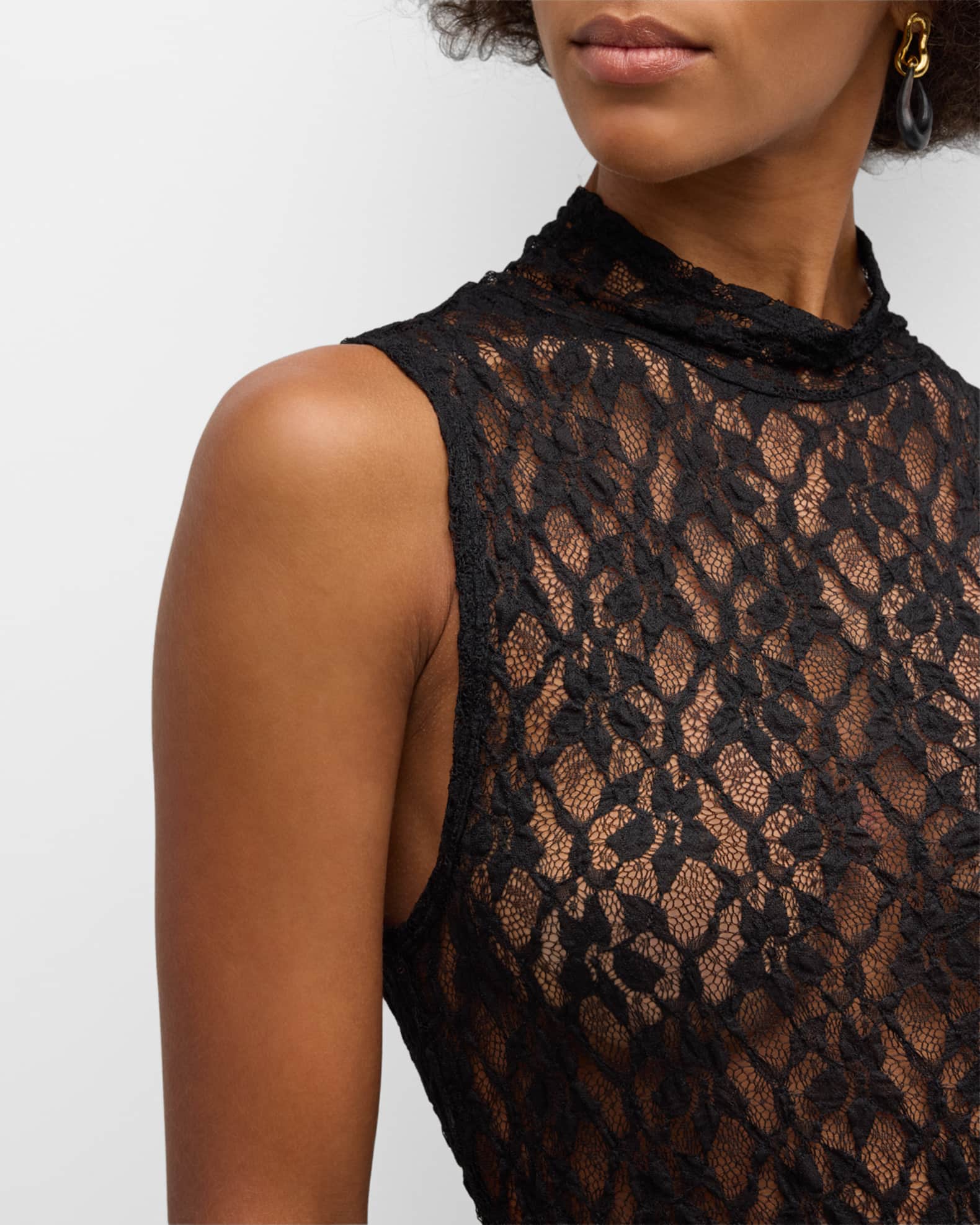 FRAME Sleeveless Mesh Lace Top | Neiman Marcus FRAME Sleeveless Mesh Lace Top | Neiman Marcus