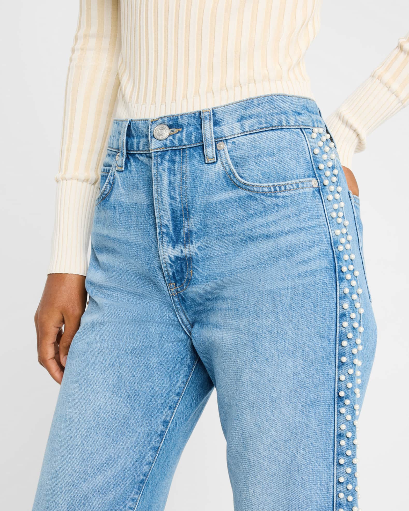 【Frame】 Le Jane embellished high-riseジーンズ FRAME Le Jane embellished high-rise straight-leg jeans | THE