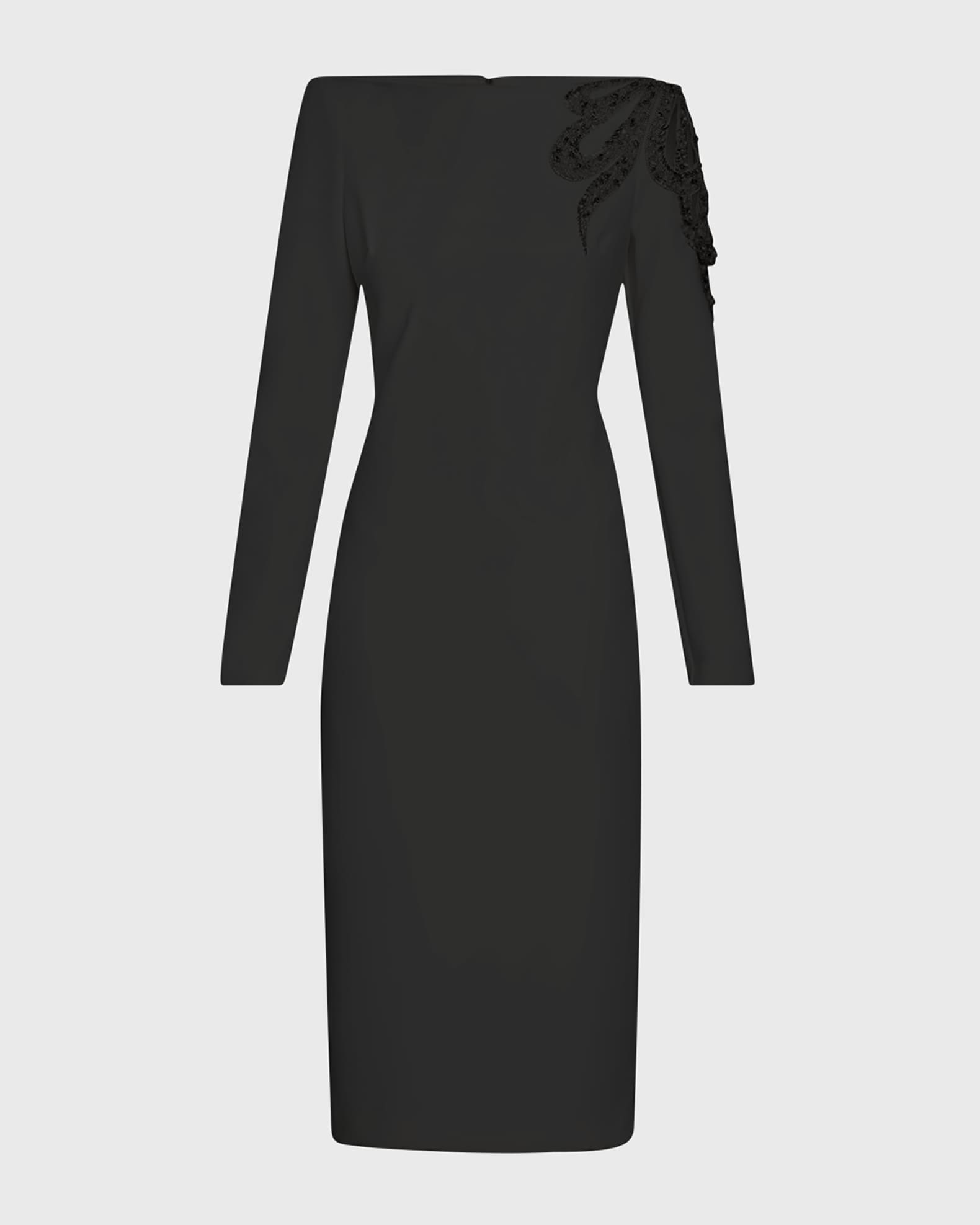 Badgley Mischka Beaded Cutout Midi Dress Black