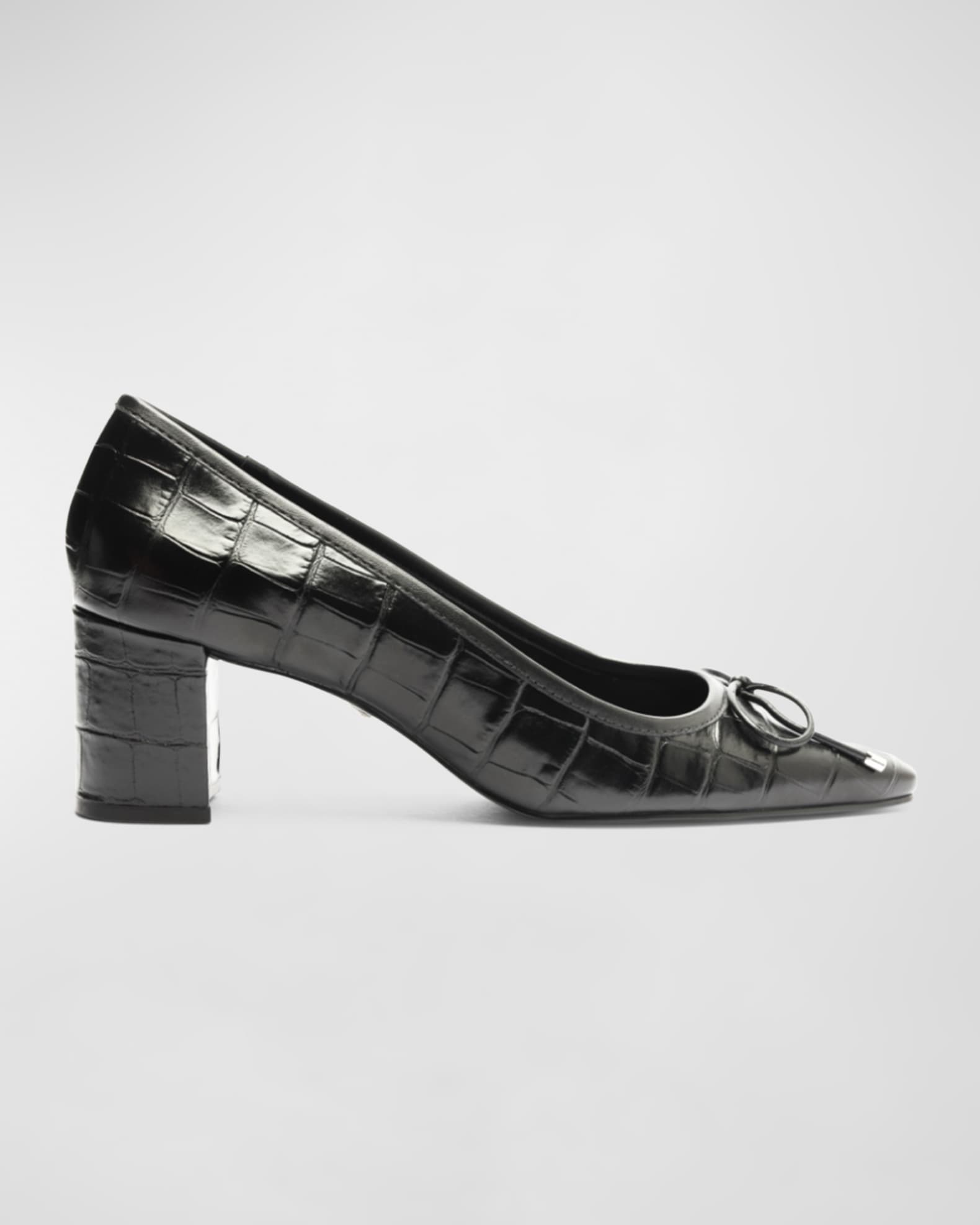 Arissa Leather Bow Square-Toe Pumps 0