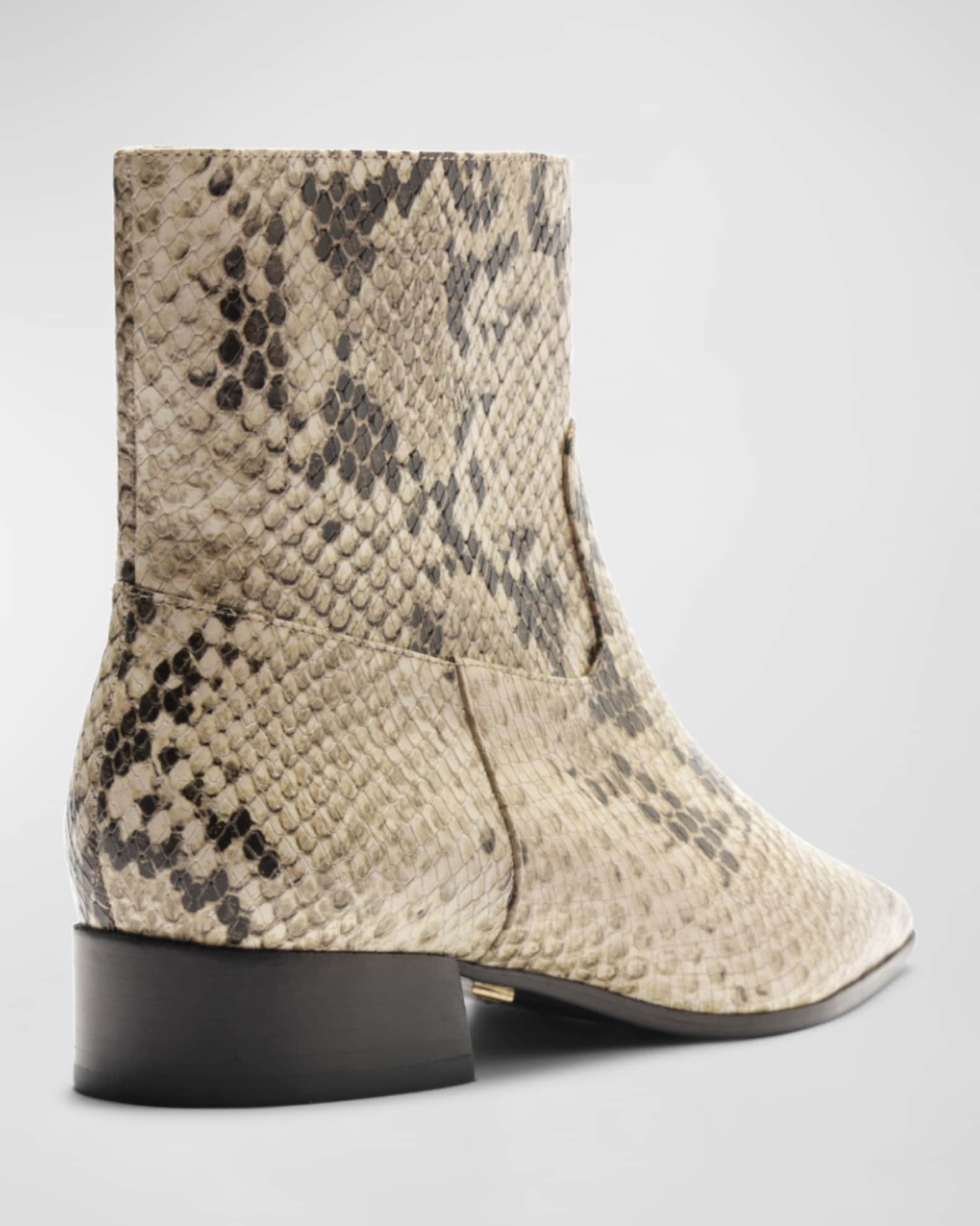 Schutz Helena Snake-Embossed Zip Ankle Booties | Neiman Marcus