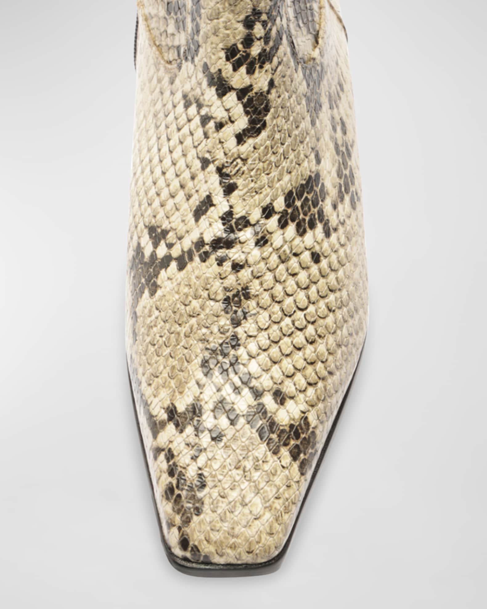 Schutz Helena Snake-Embossed Zip Ankle Booties | Neiman Marcus
