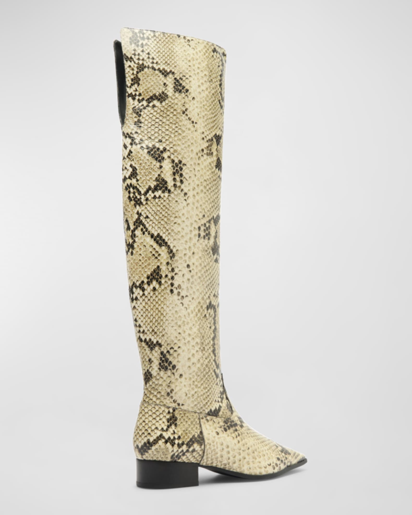 Snake print over the knee boots hot sale